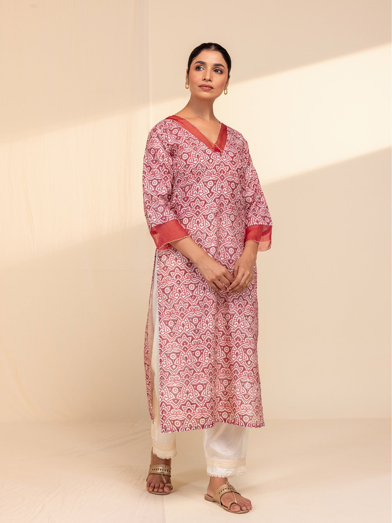 Red Velvet Chanderi Kurta