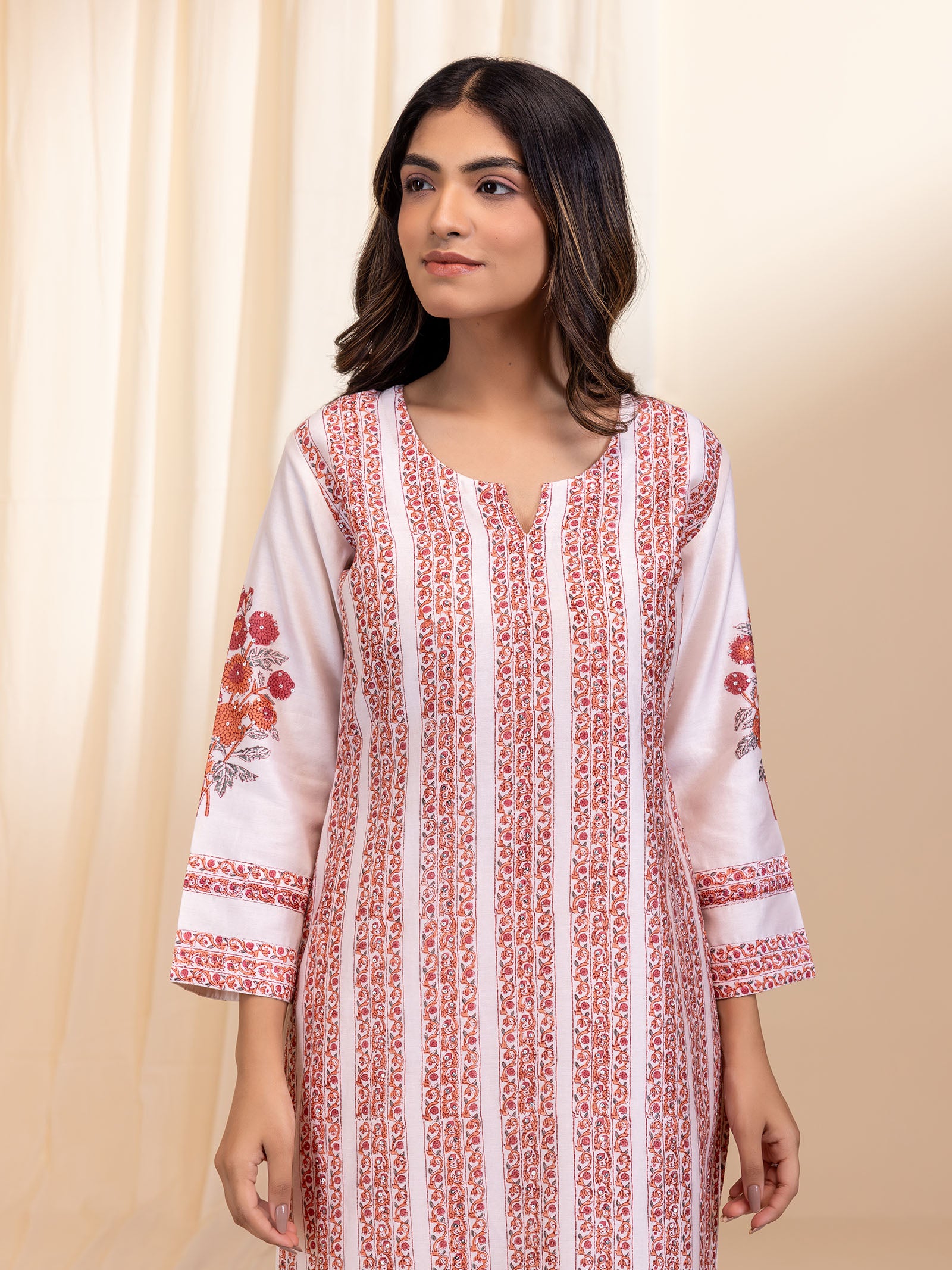 Butter and Blush Chanderi Kurta