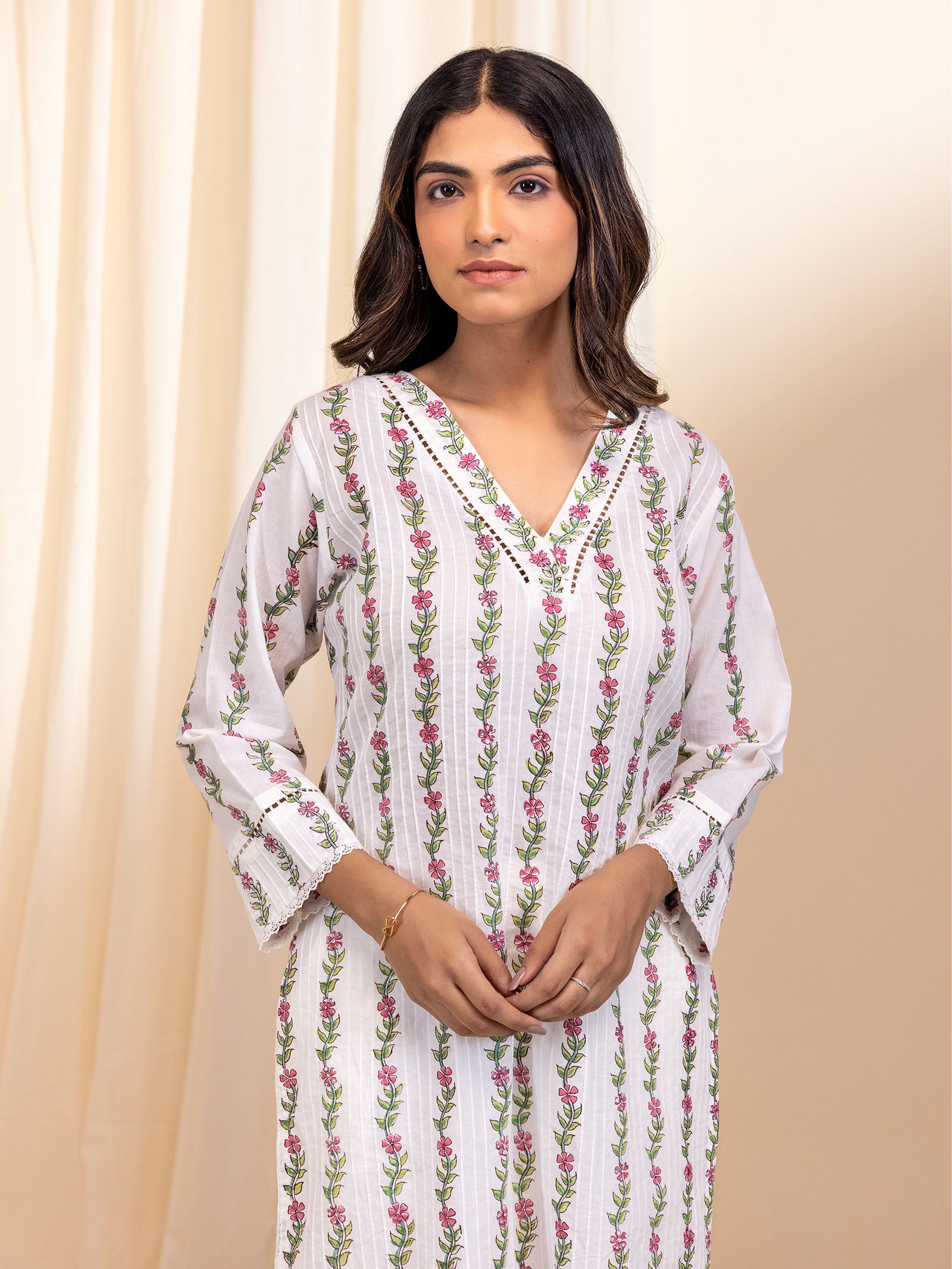 Petal Trails Cotton Kurta