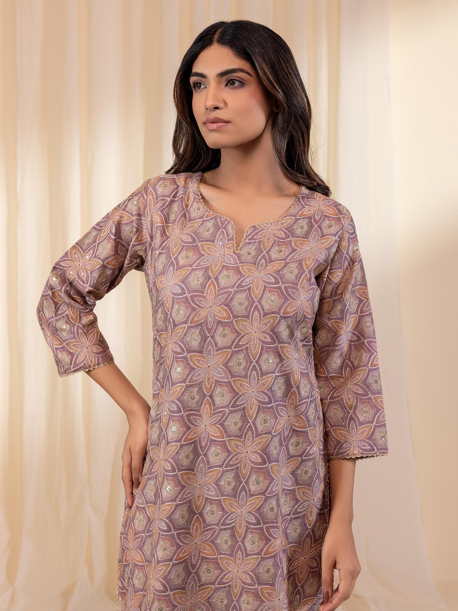 Celebration Mauve Chanderi Kurta