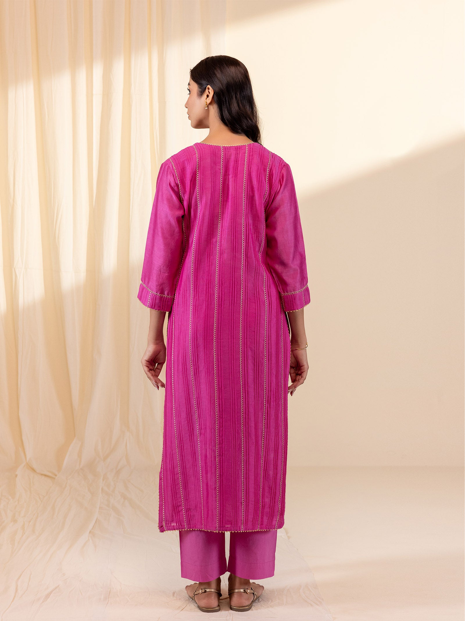 Celebration Magenta Chanderi Kurta