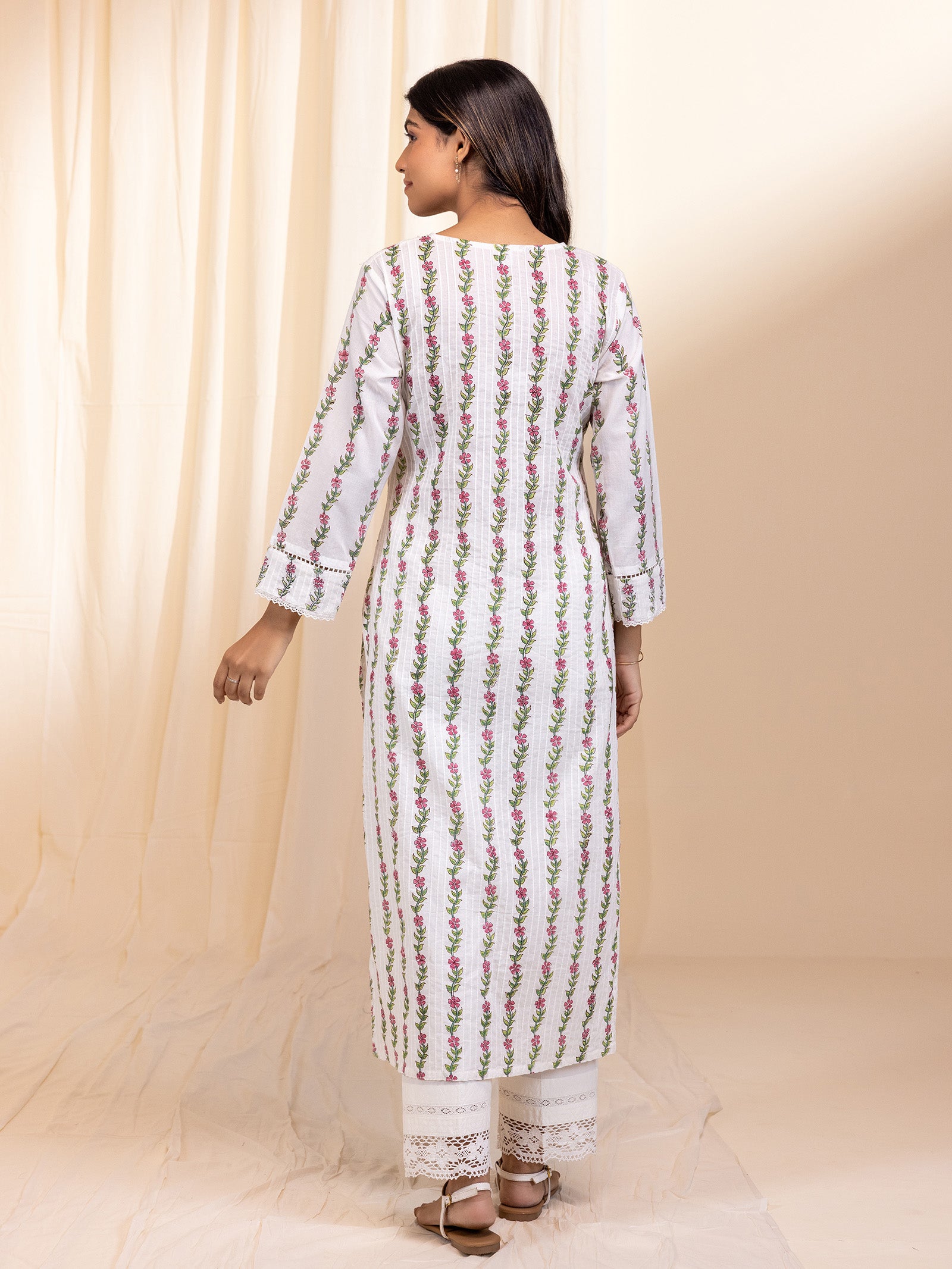 Petal Trails Cotton Kurta