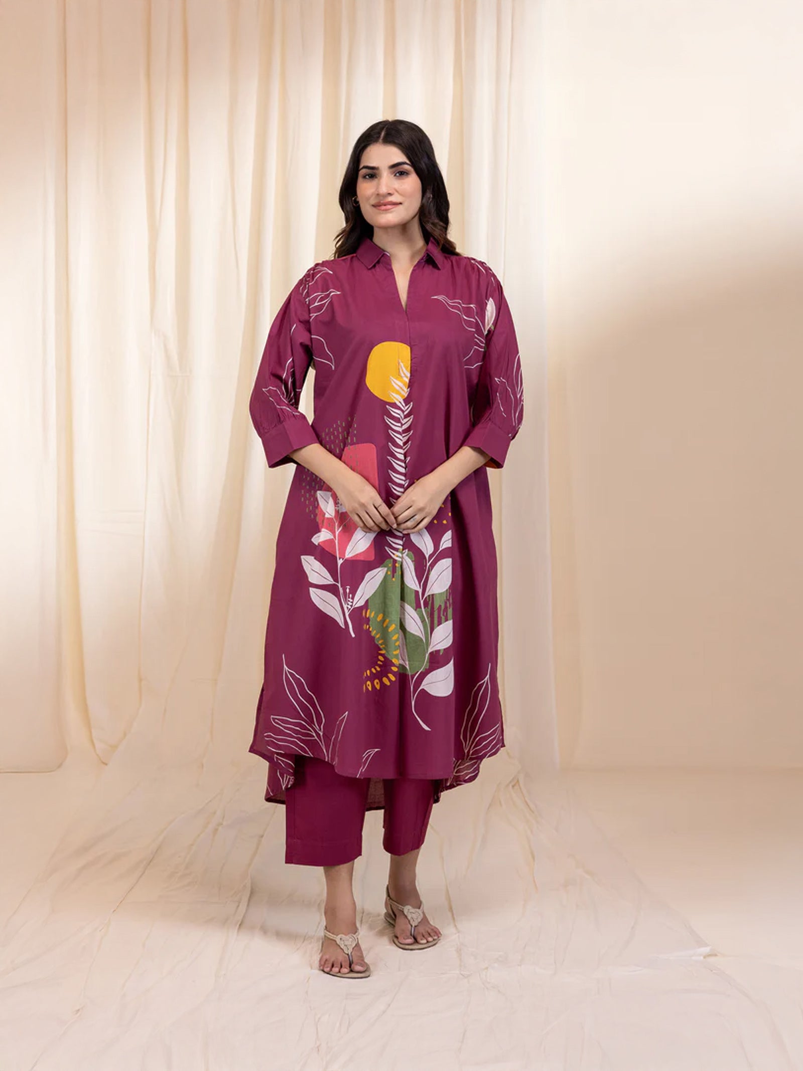 Boho Purple Cotton Kurta