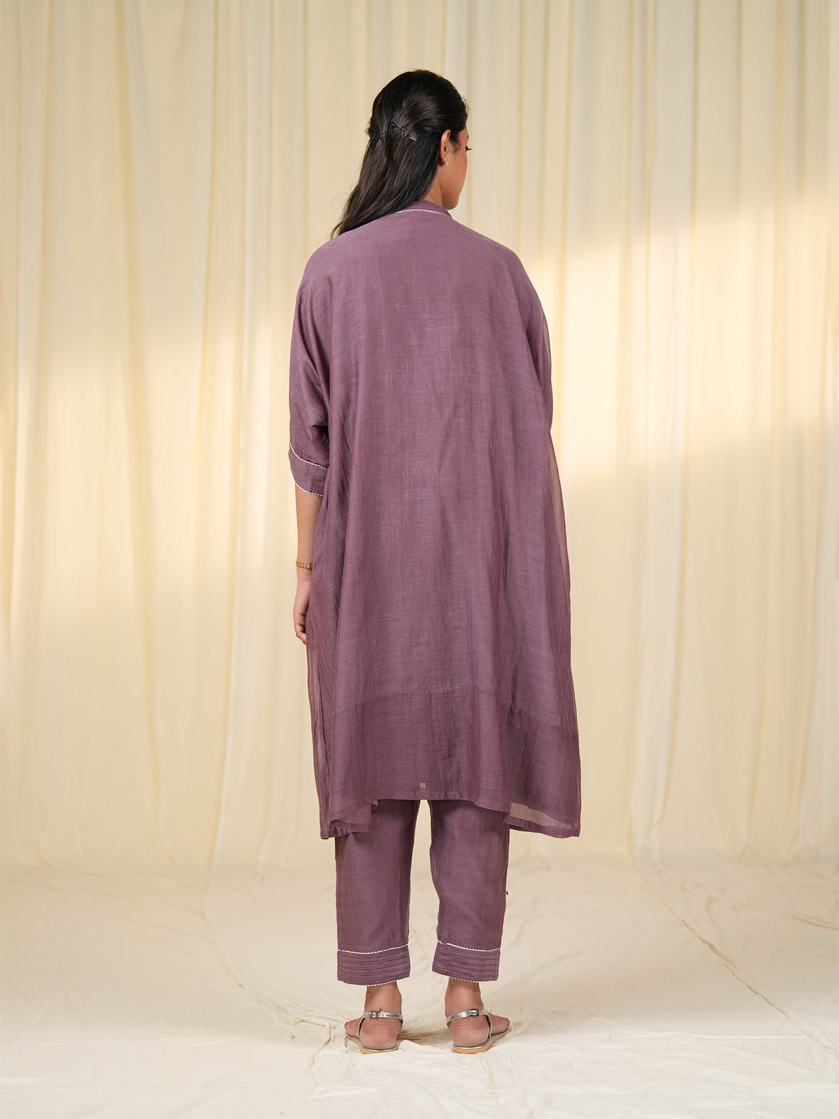 Laced-Up Berry Smoke Chanderi Tunic