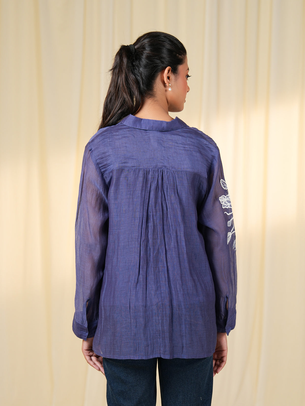 Laced-Up Jamun Chanderi Shirt (Set Of 2)