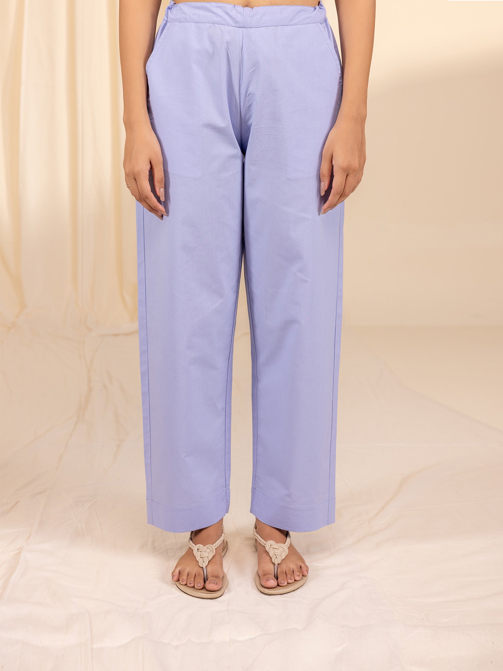 Lilac Whisper Cotton Straight Pant