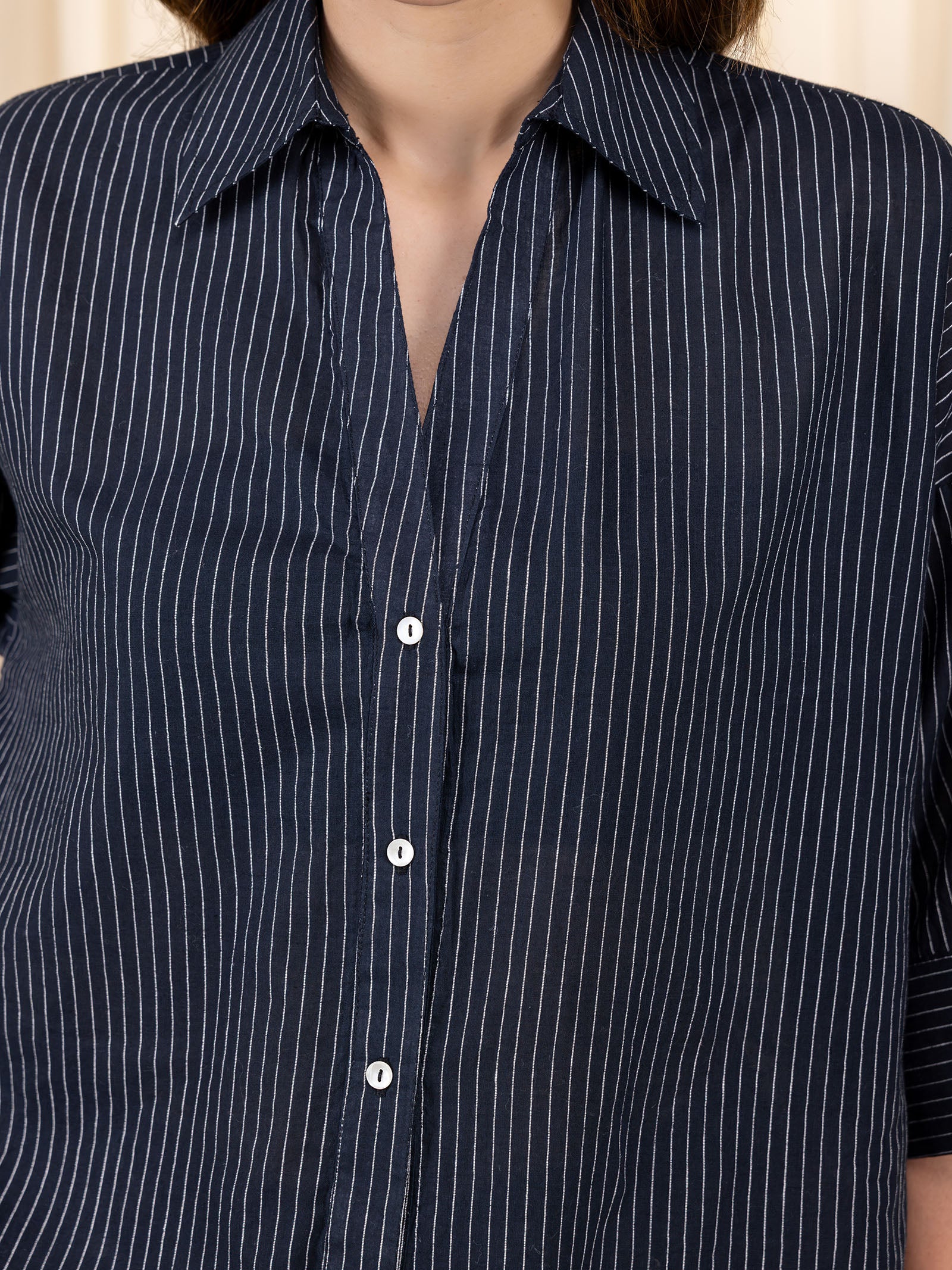 Maasai Mara Handloom Cotton Shirt - Black Palm