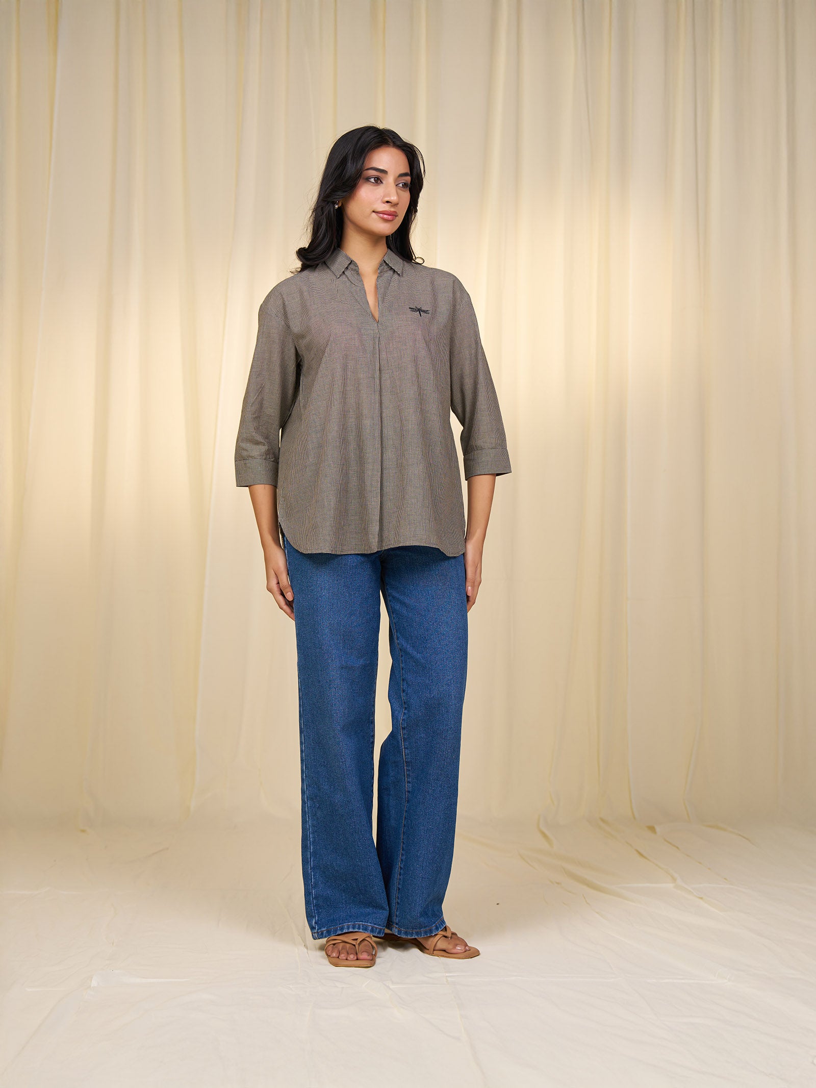 Maasai Mara Handloom Cotton Shirt - Brown