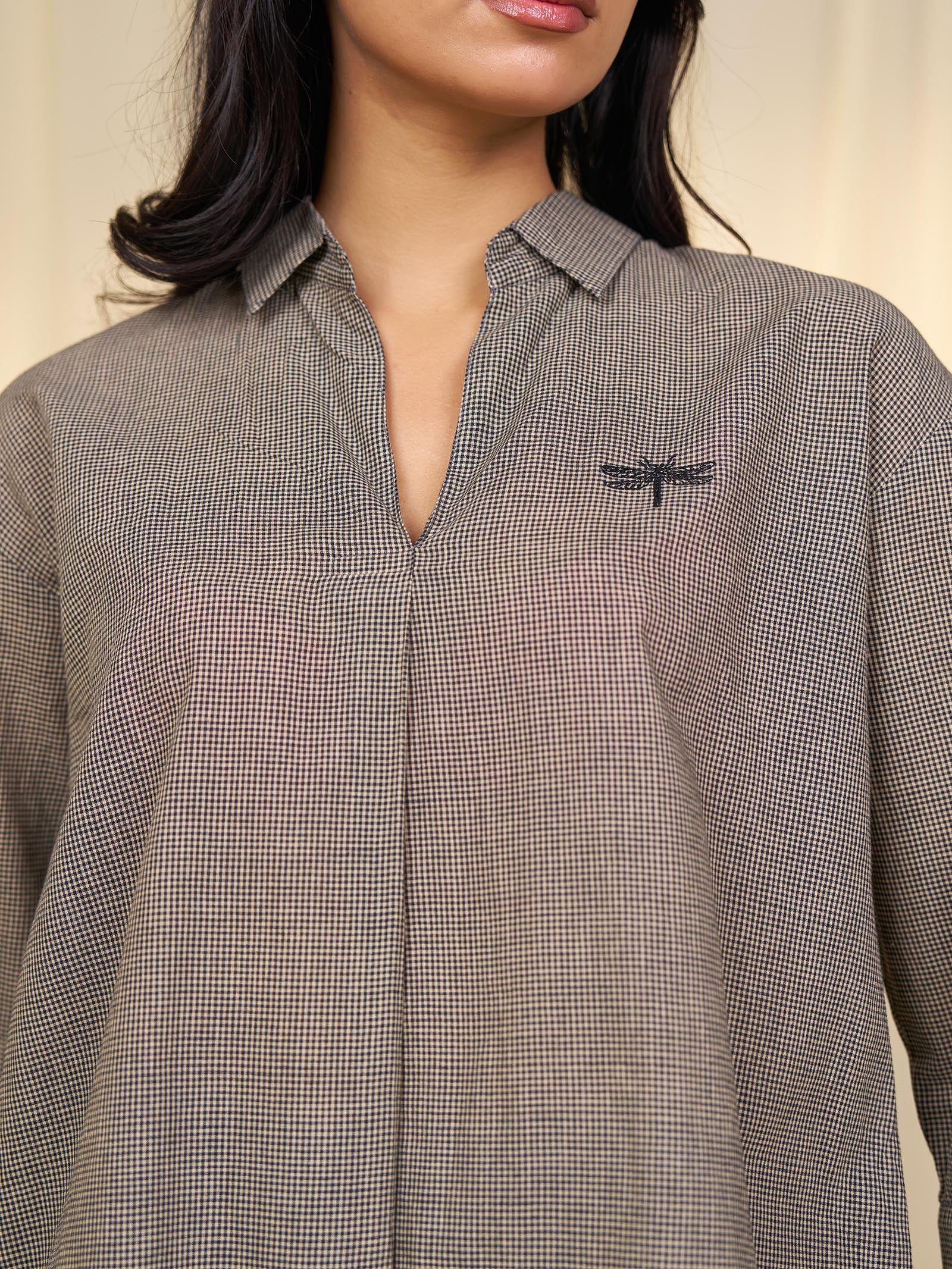 Maasai Mara Handloom Cotton Shirt - Brown