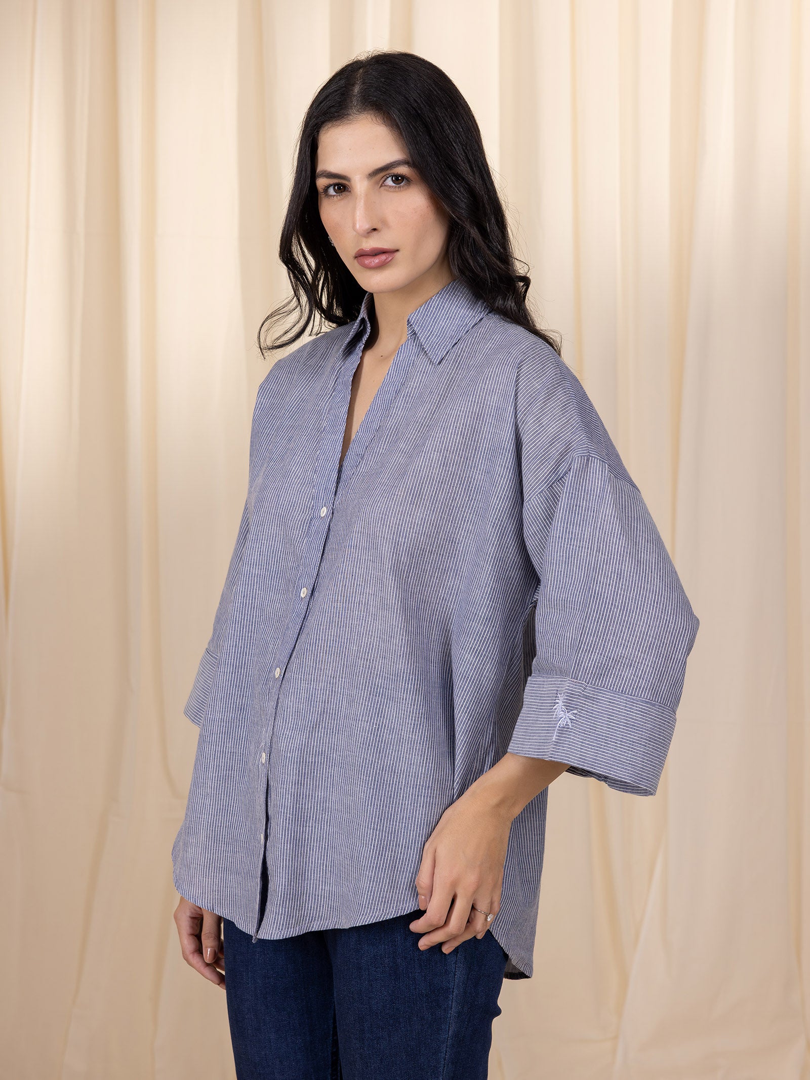 Maasai Mara Handloom Cotton Shirt - Grey