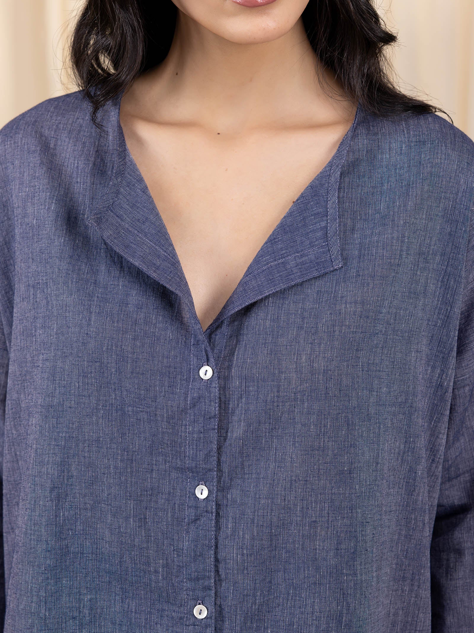 Maasai Mara Handloom Cotton Shirt - Navy