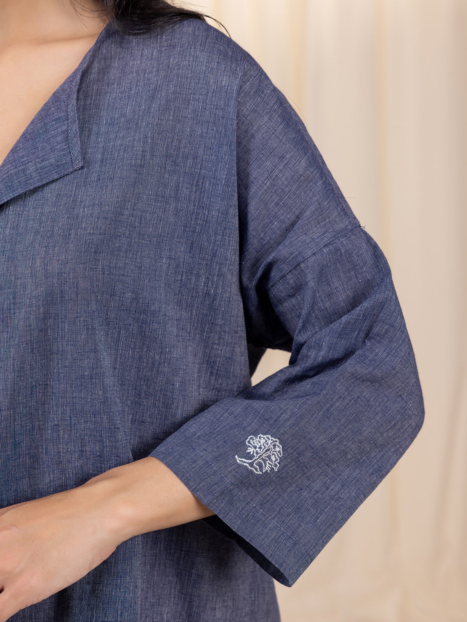 Maasai Mara Handloom Cotton Shirt - Navy