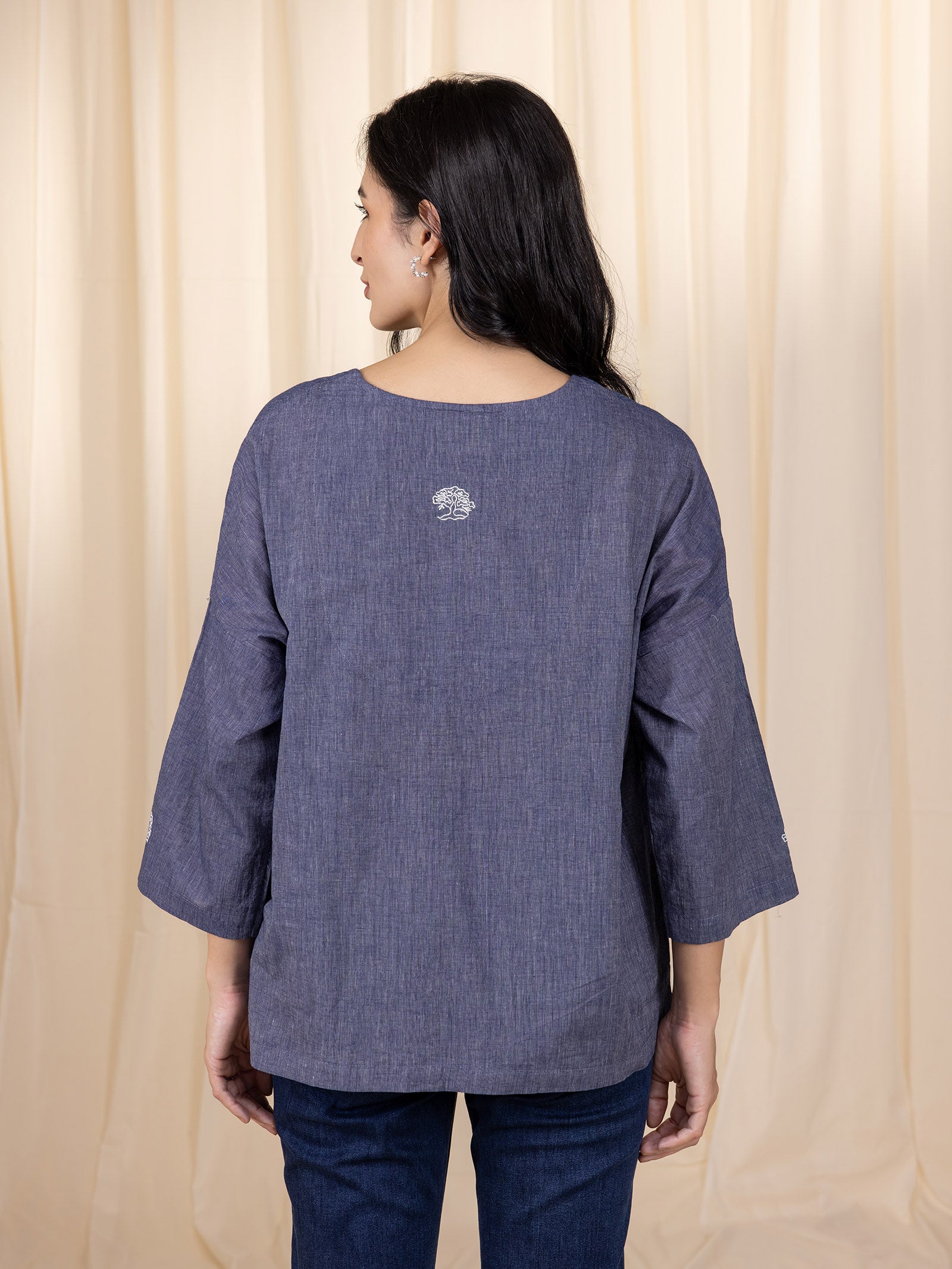 Maasai Mara Handloom Cotton Shirt - Navy