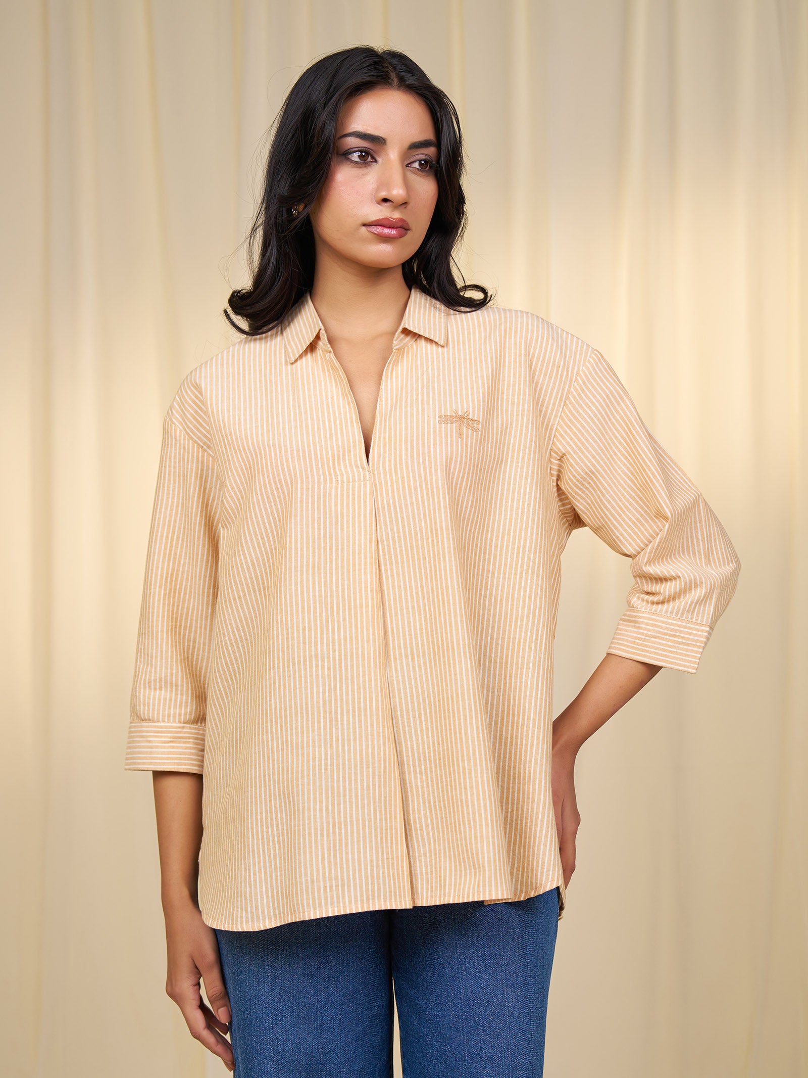 Maasai Mara Handloom Cotton Shirt - Yellow