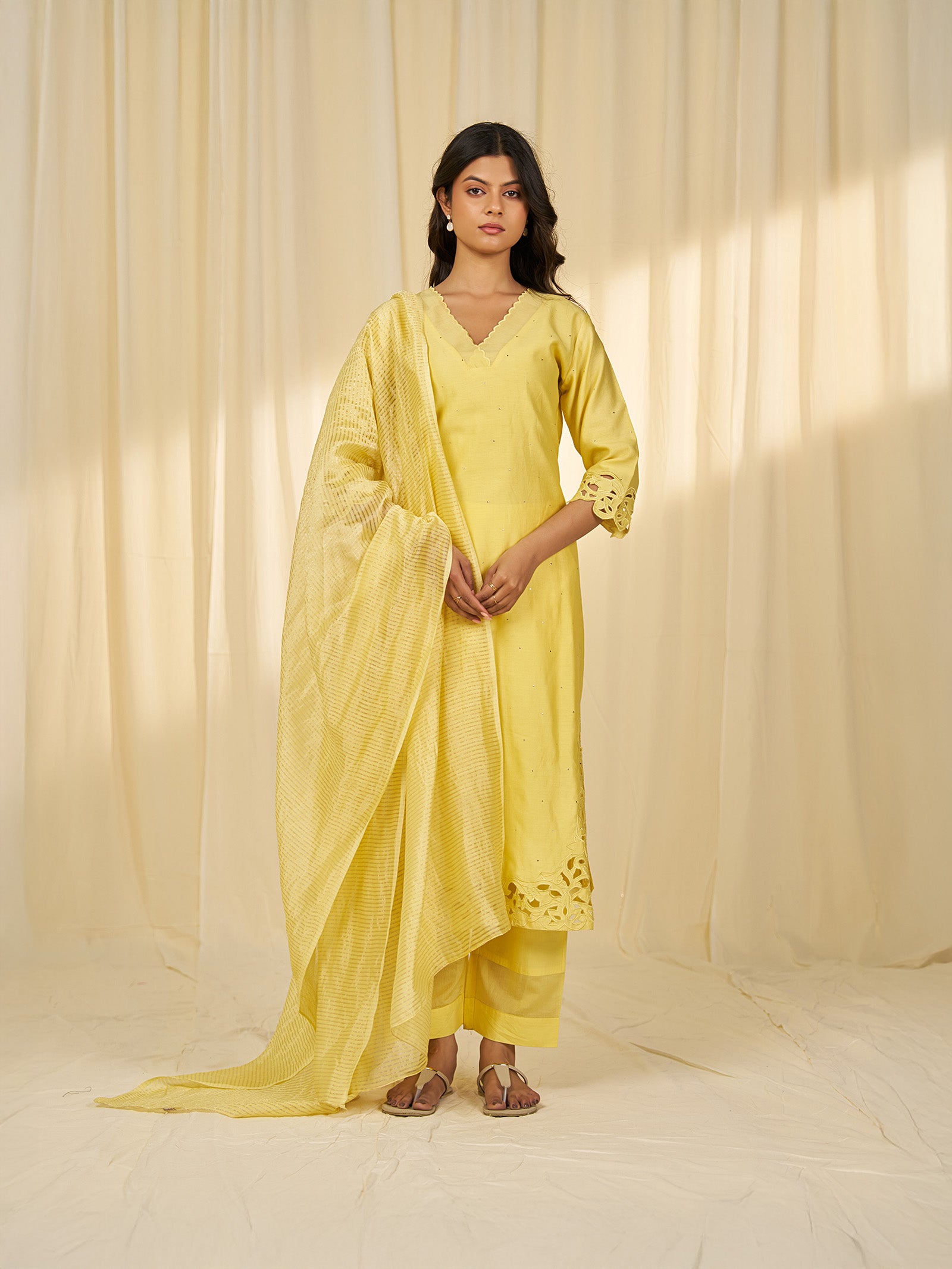 Marigold Cutwork Chanderi Kurta
