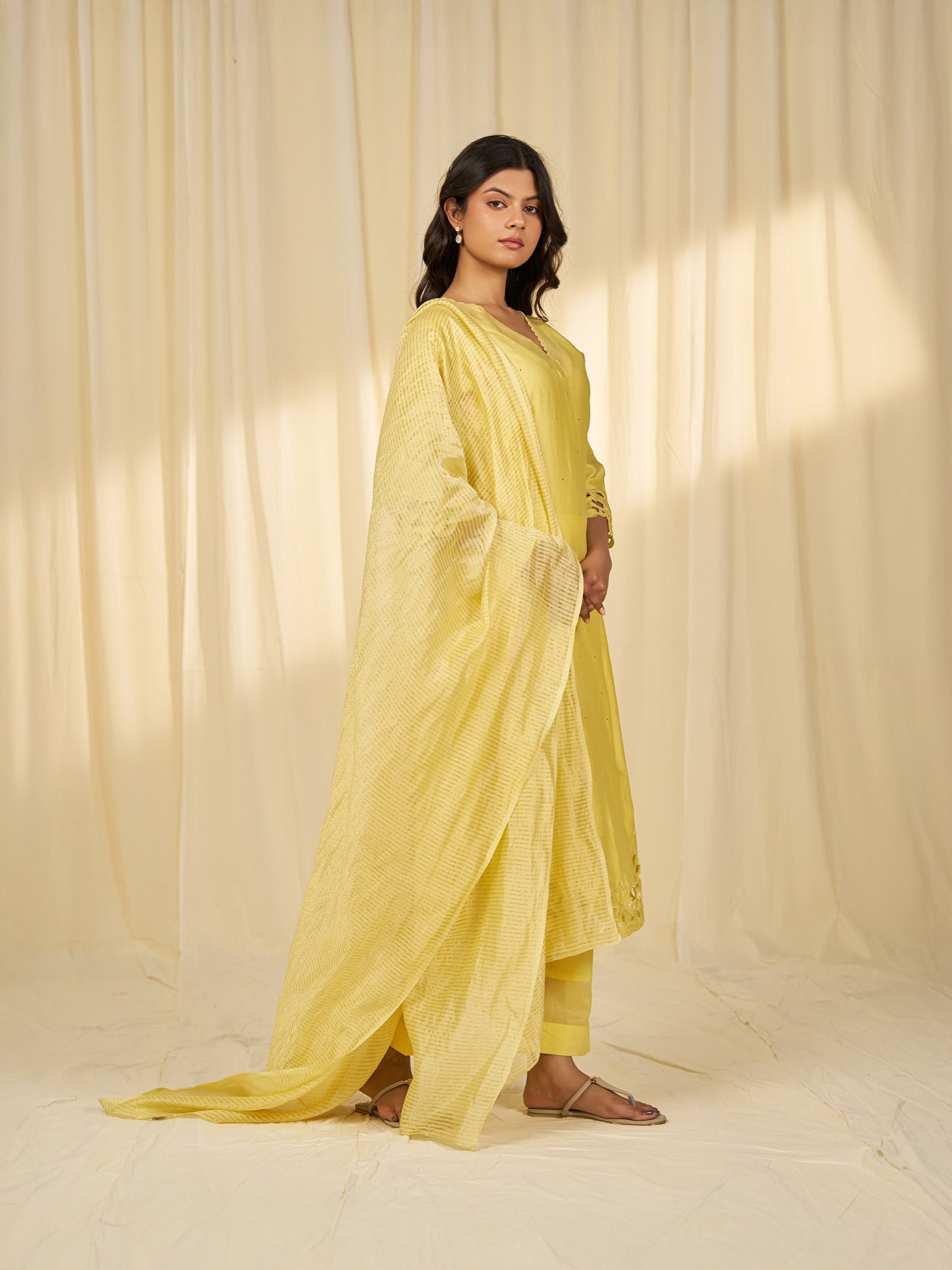 Marigold Cutwork Chanderi Dupatta