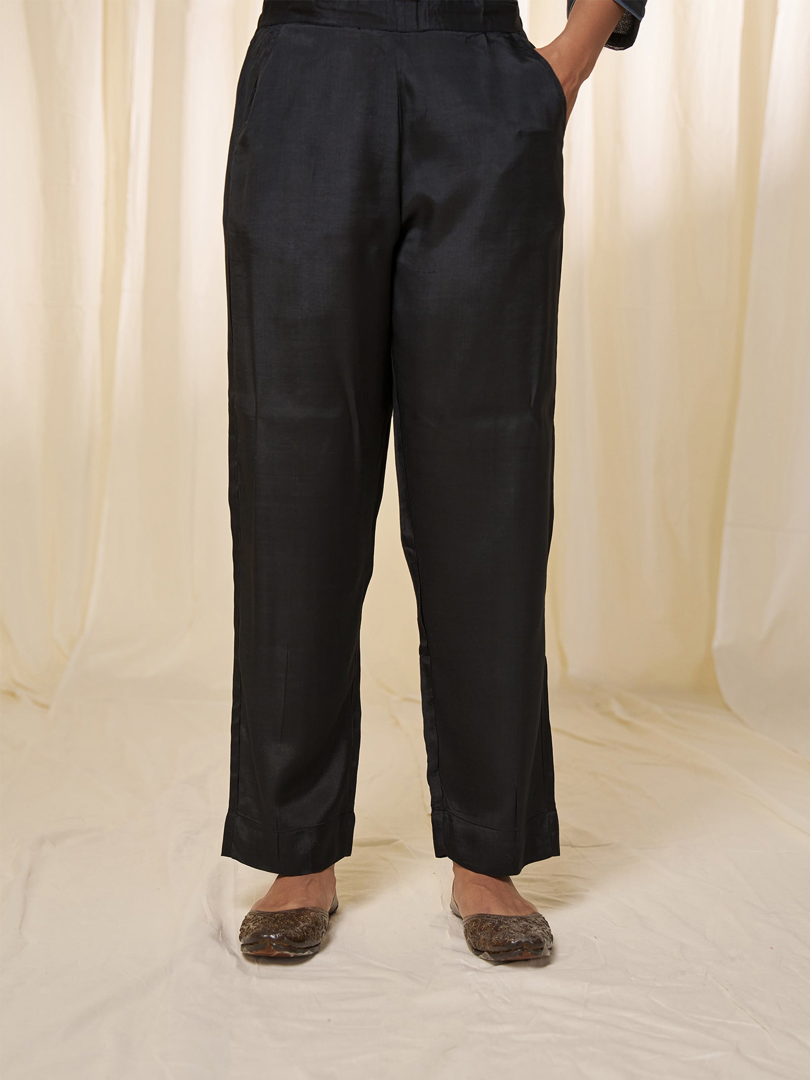 Maroon Tie N Dye Bamboo Silk Straight Pants