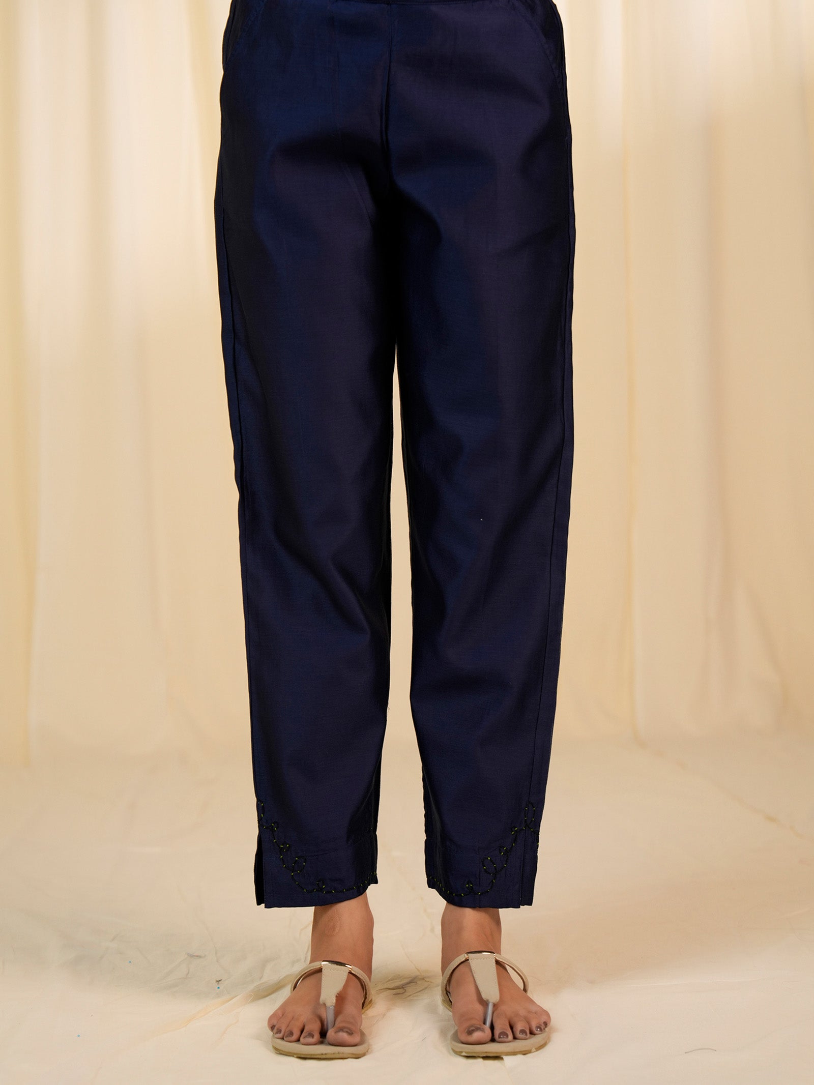 Monsoon Marigold Chanderi Straight Pants