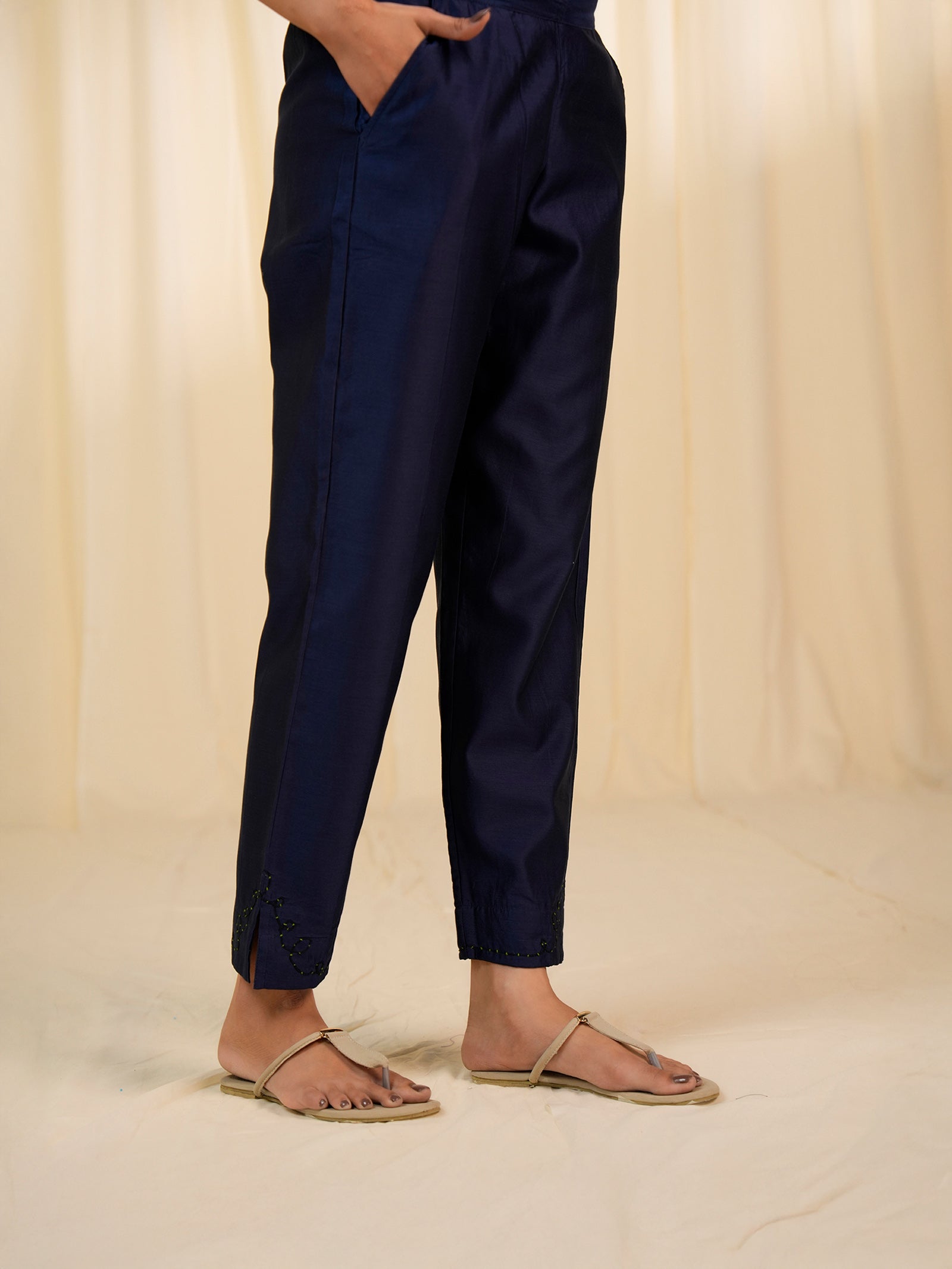 Monsoon Marigold Chanderi Straight Pants