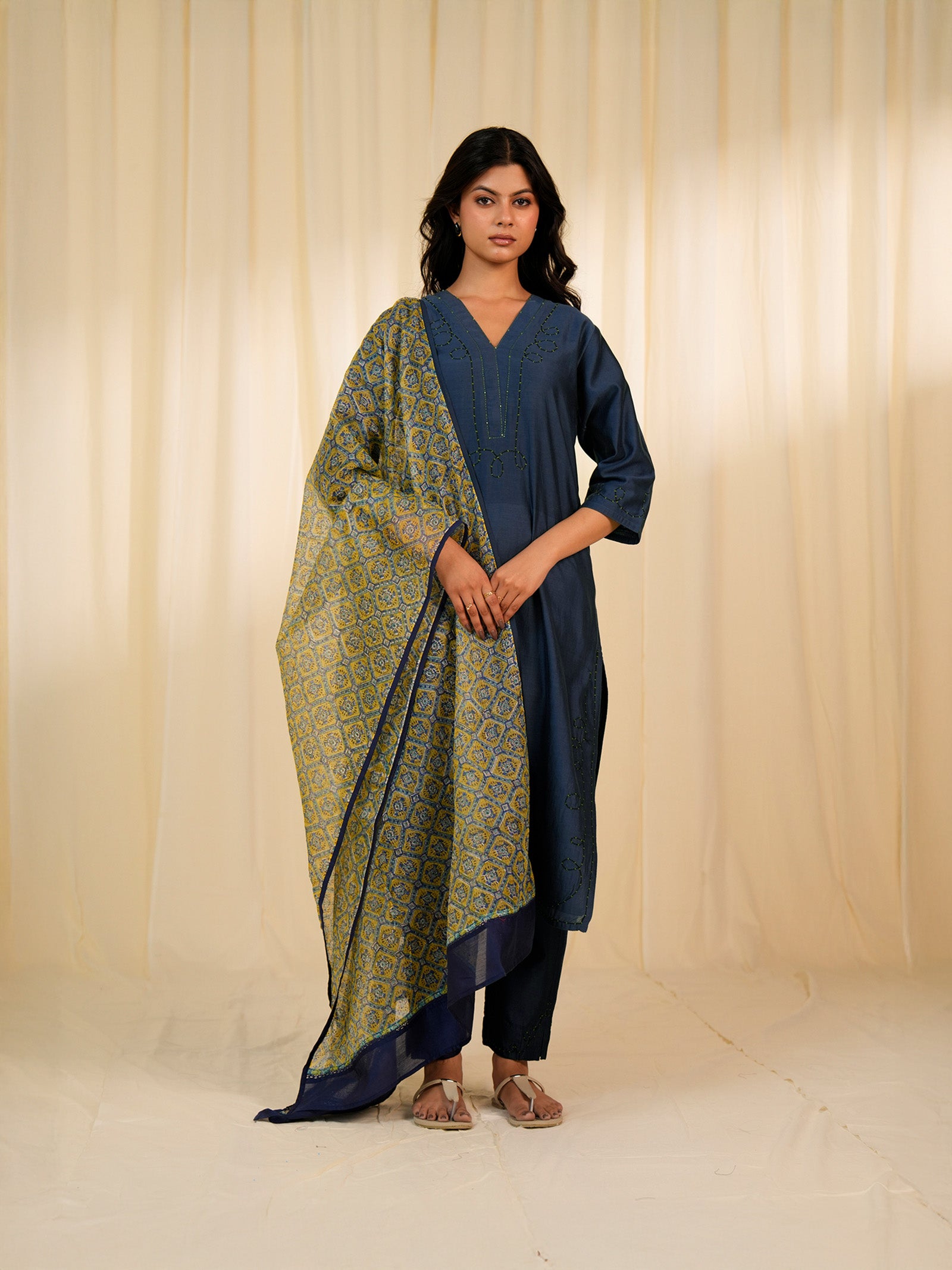 Monsoon Marigold Kota Silk Dupatta