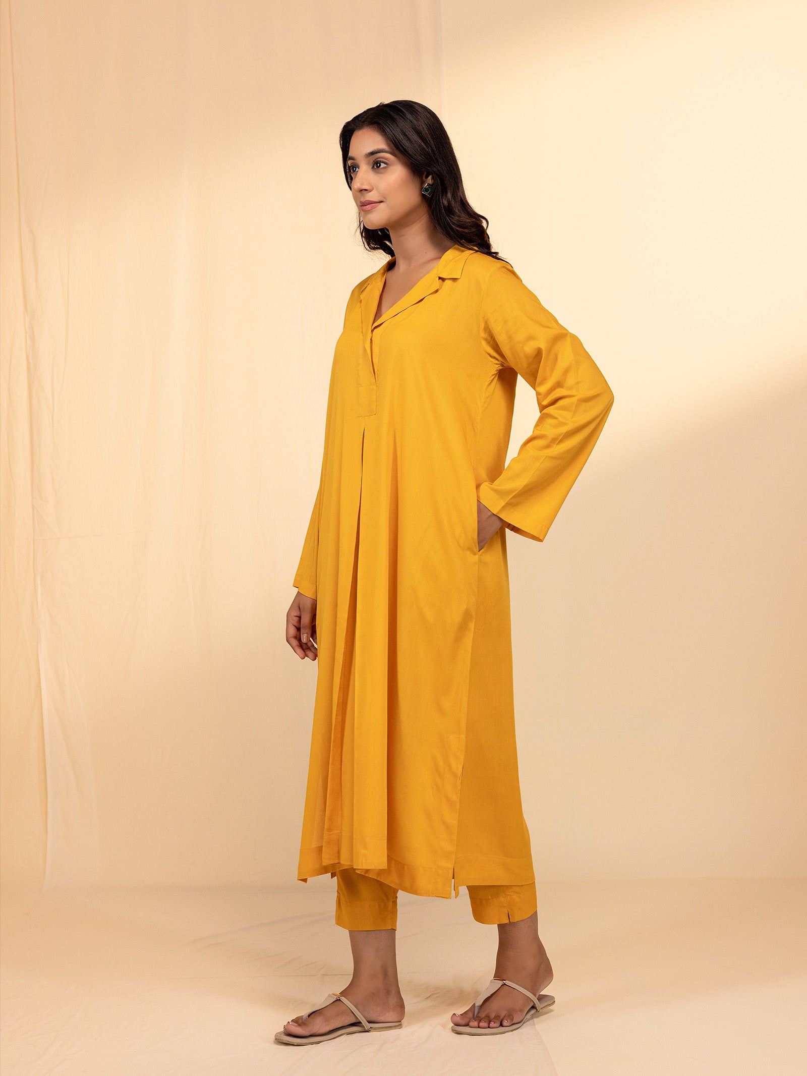 Mustard Melody Viscose Cotton Twin Set (Set Of 2 Pcs)