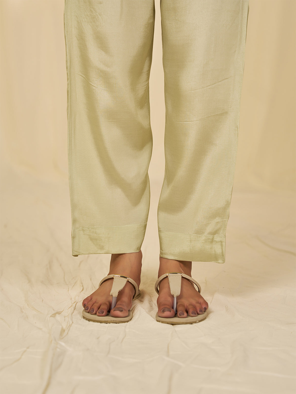 Naturals Sage Green Bamboo Silk Straight Pants