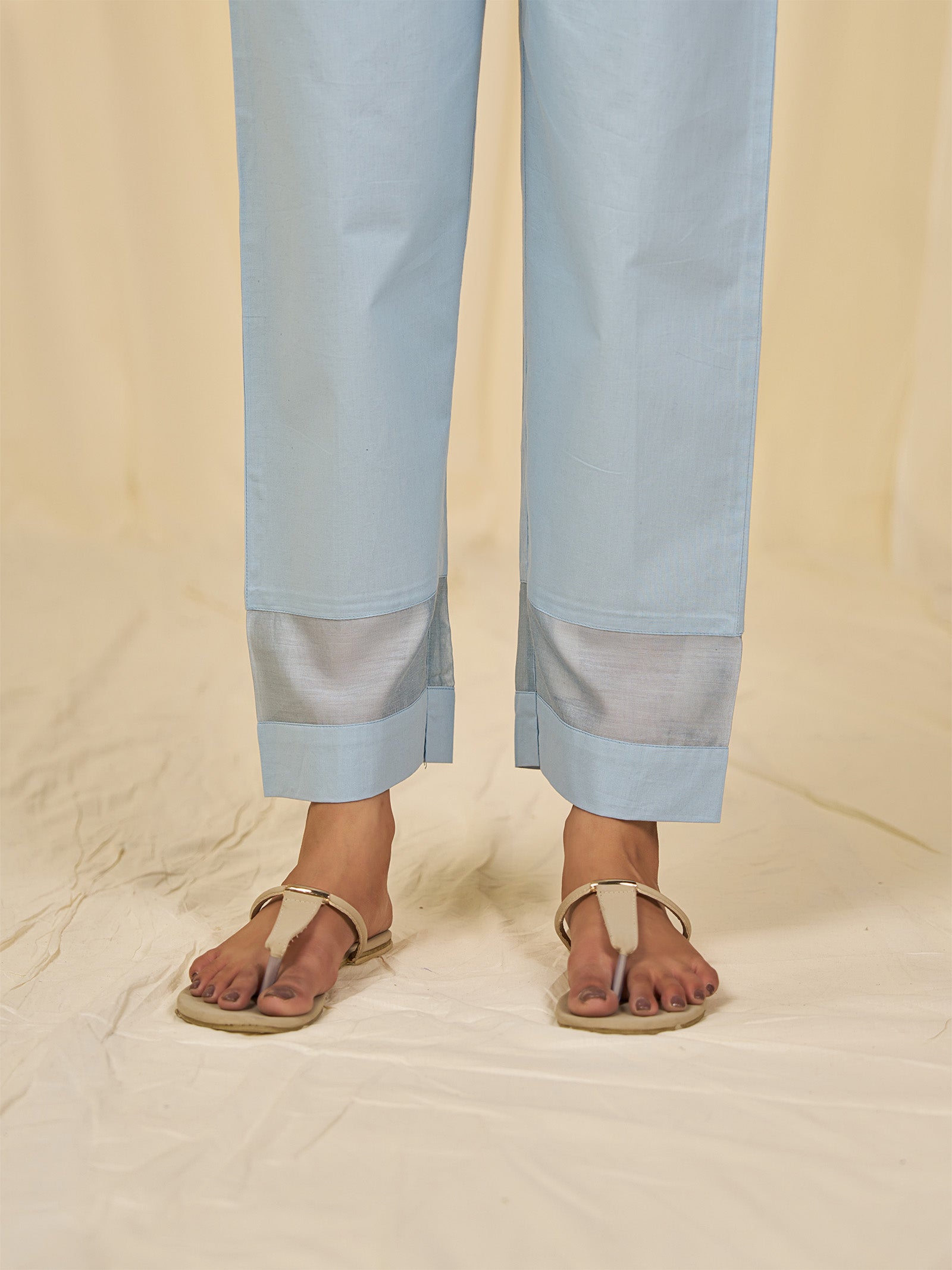 Naturals Blue Cotton Straight Pants