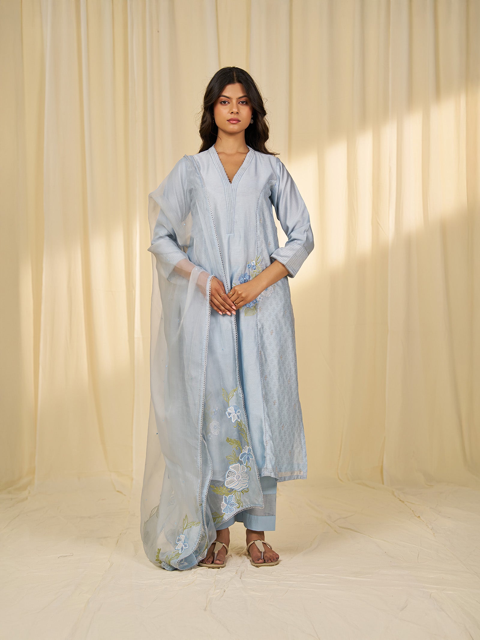 Naturals Blue Organza Dupatta