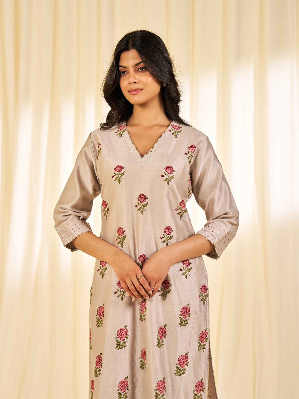 Naturals Grey Chanderi Kurta