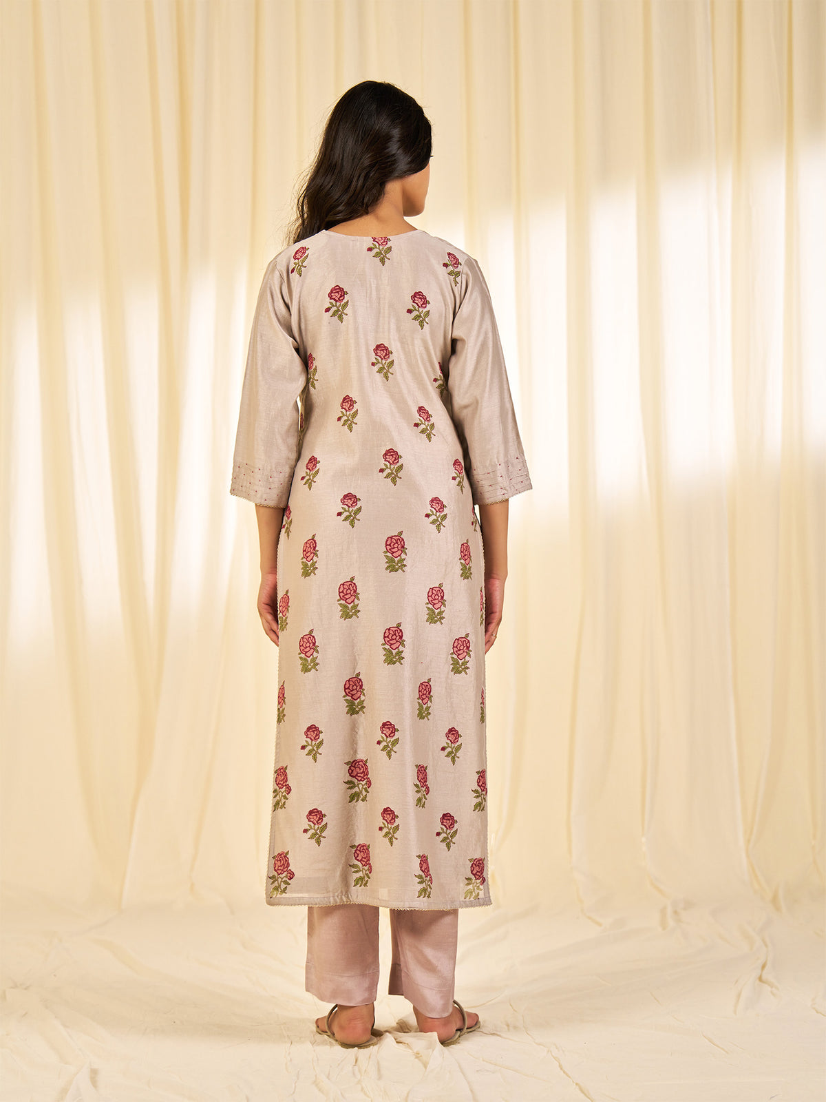 Naturals Grey Chanderi Kurta