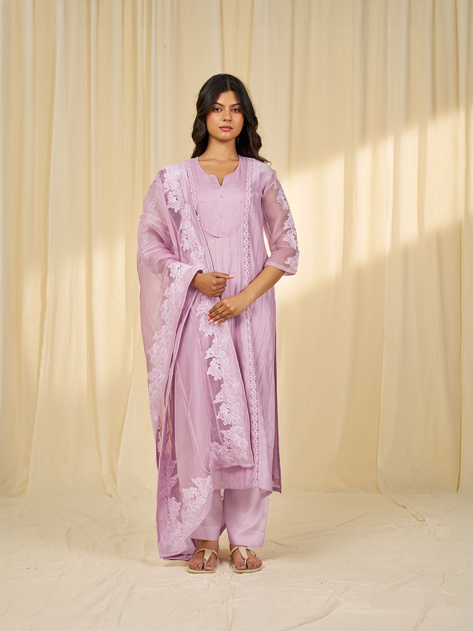 Naturals Lilac Chanderi Kurta