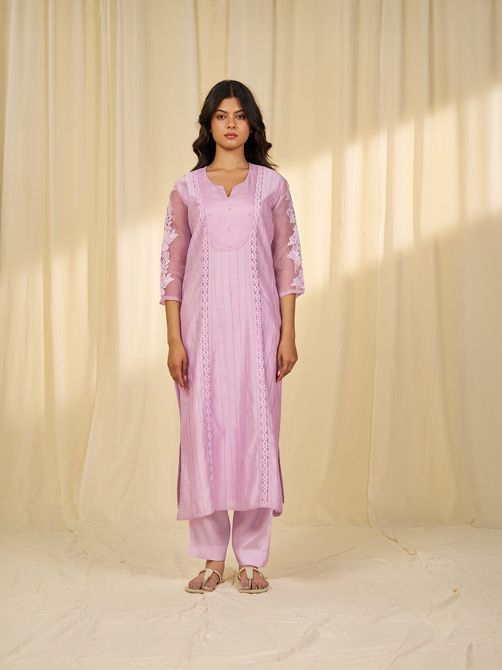 Naturals Lilac Chanderi Kurta