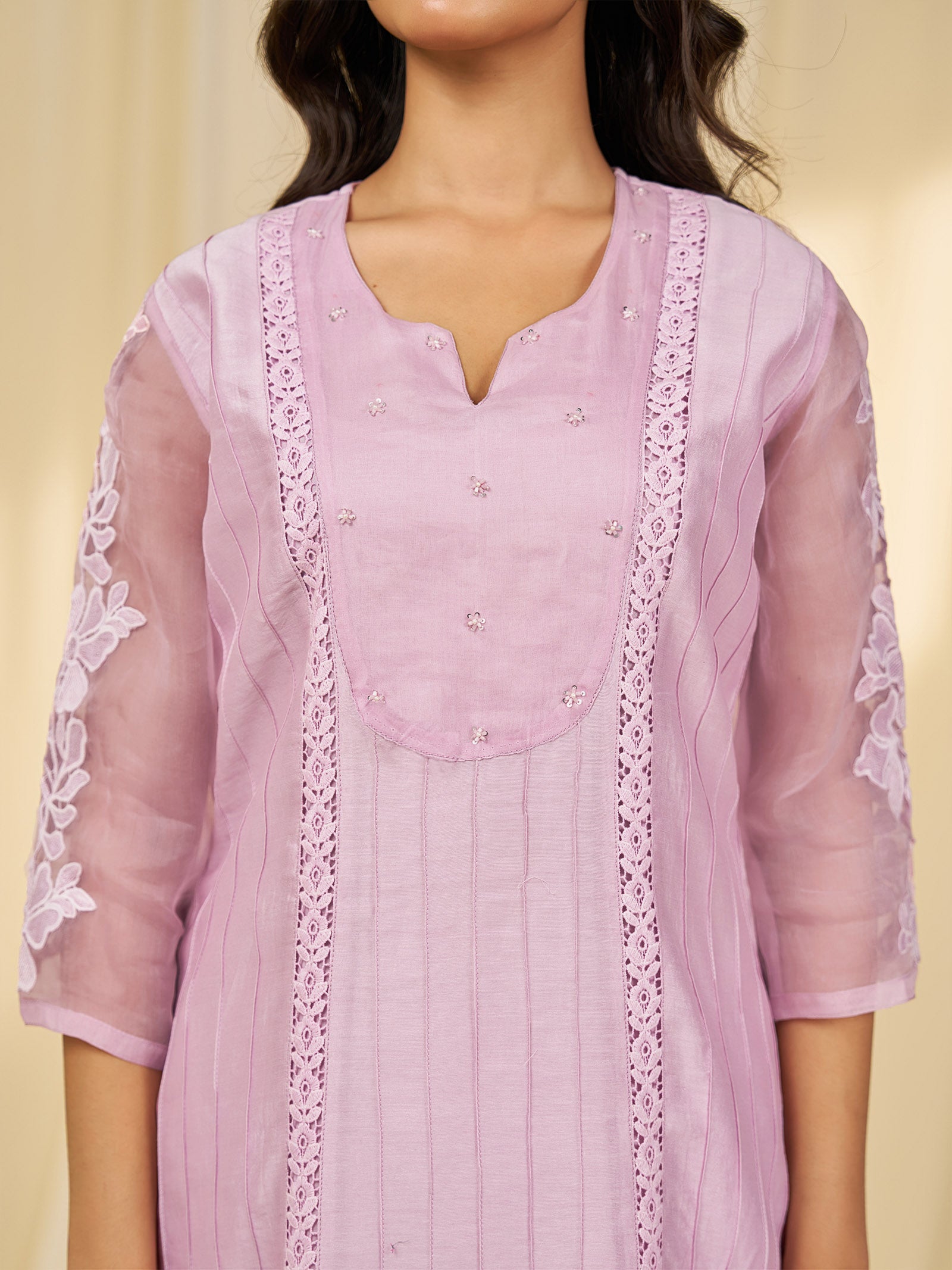 Naturals Lilac Chanderi Kurta