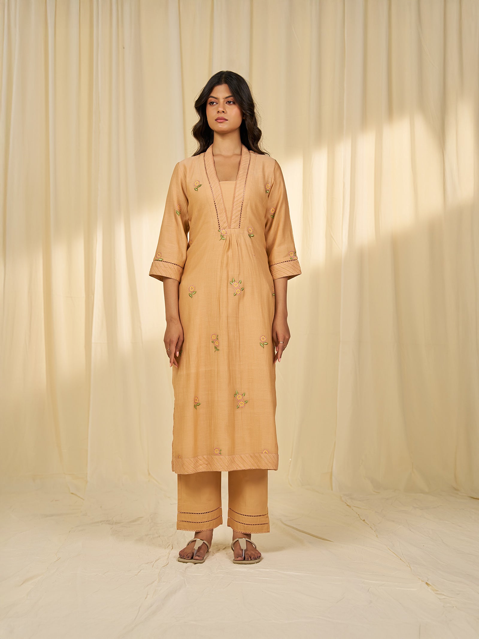 Naturals Wild Lantana Chanderi Kurta