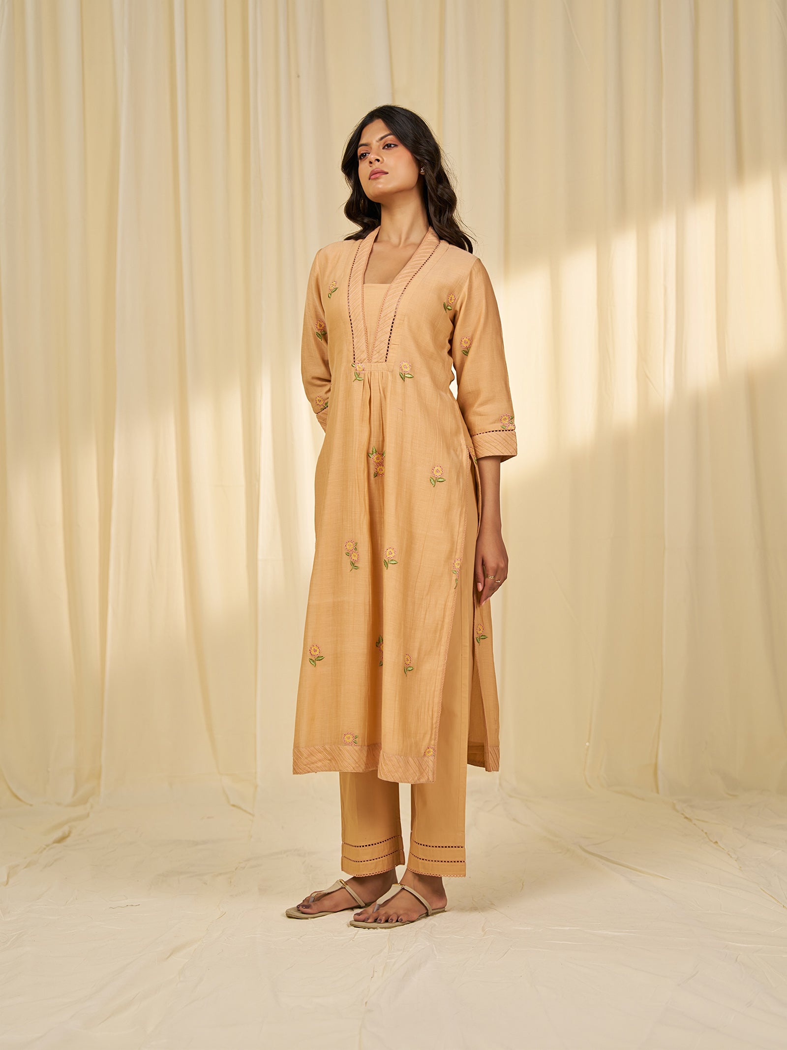 Naturals Wild Lantana Chanderi Kurta