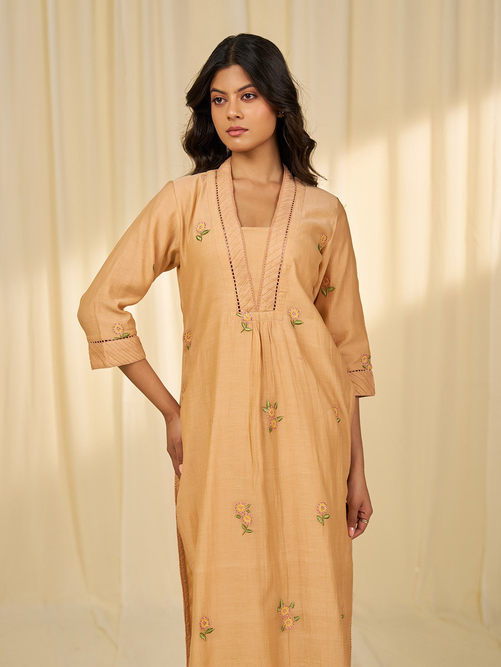 Naturals Wild Lantana Chanderi Kurta