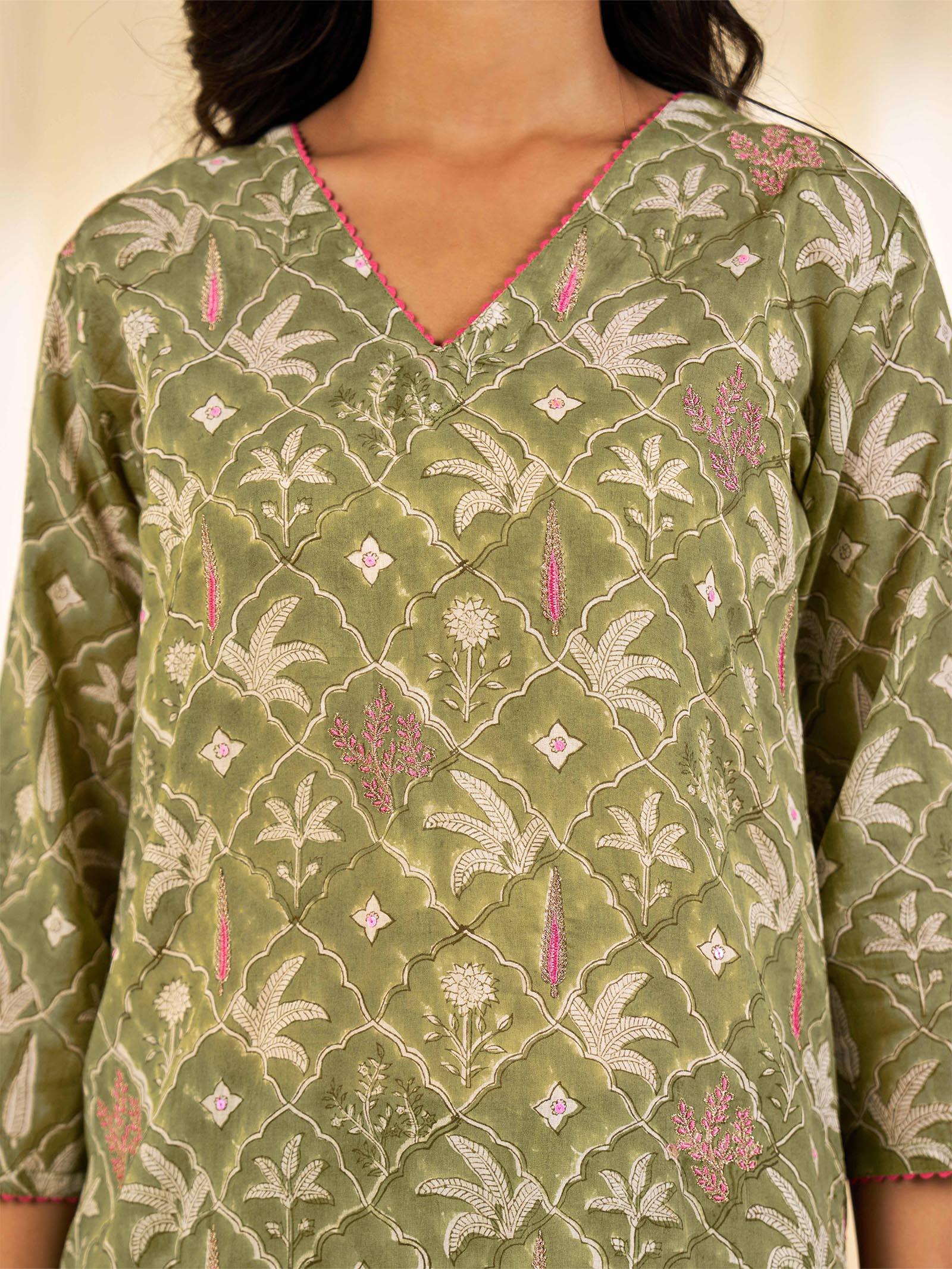 Olive Green - Ceylon Voile Kurta