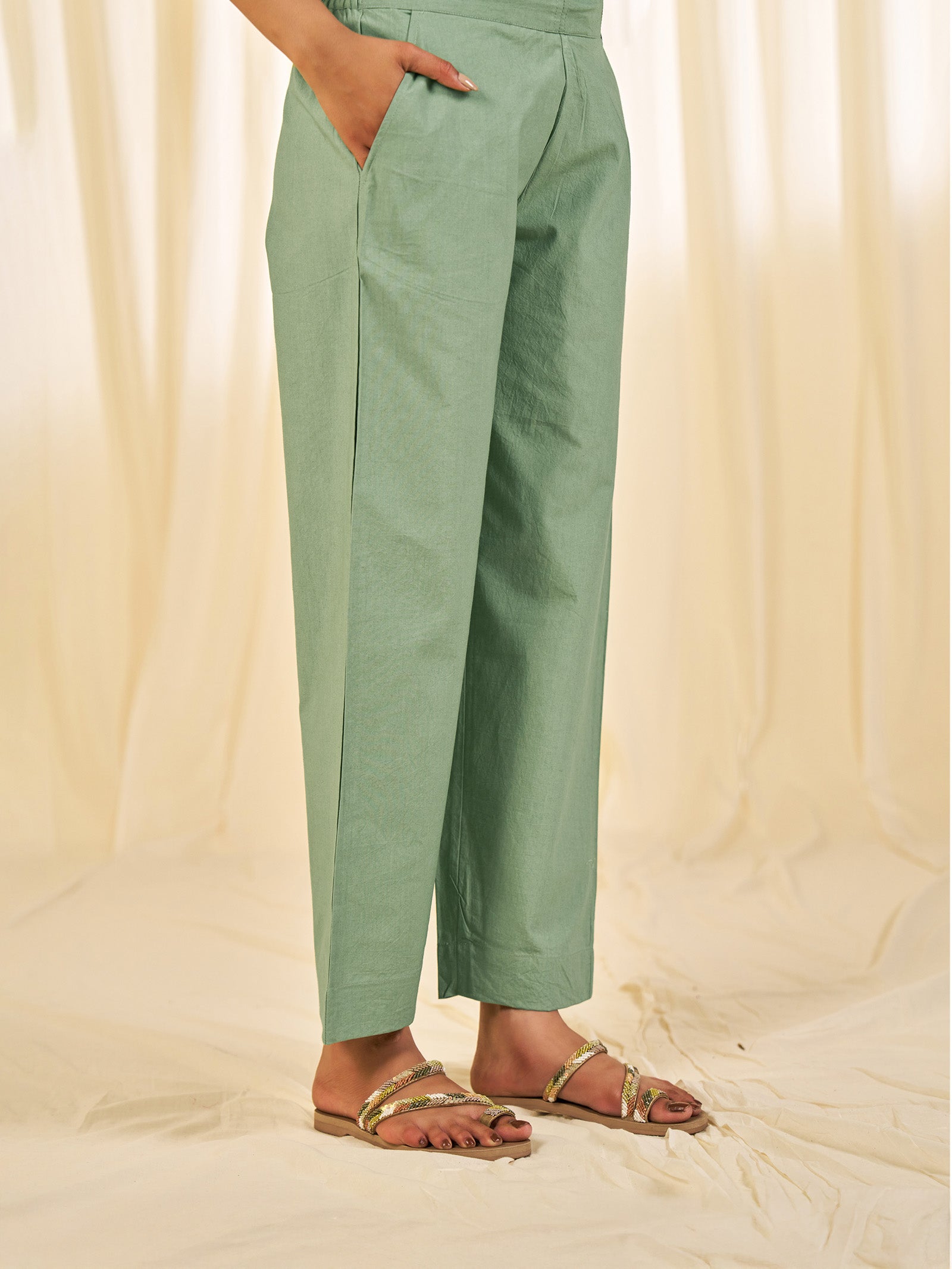 Olive Green - Sri Lanka Cotton Straight Pants