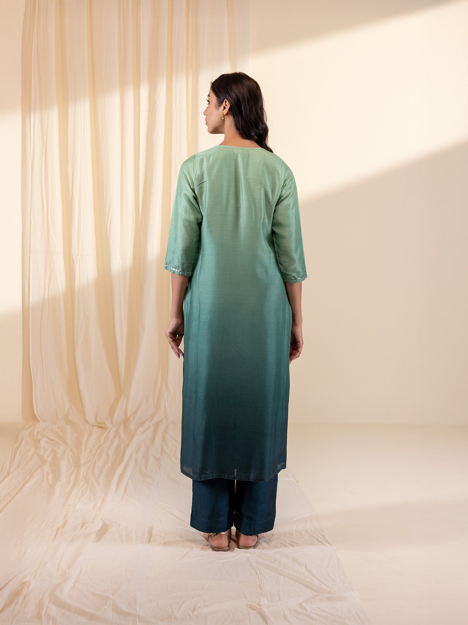 Ombre Green Modal Muslin Kurta