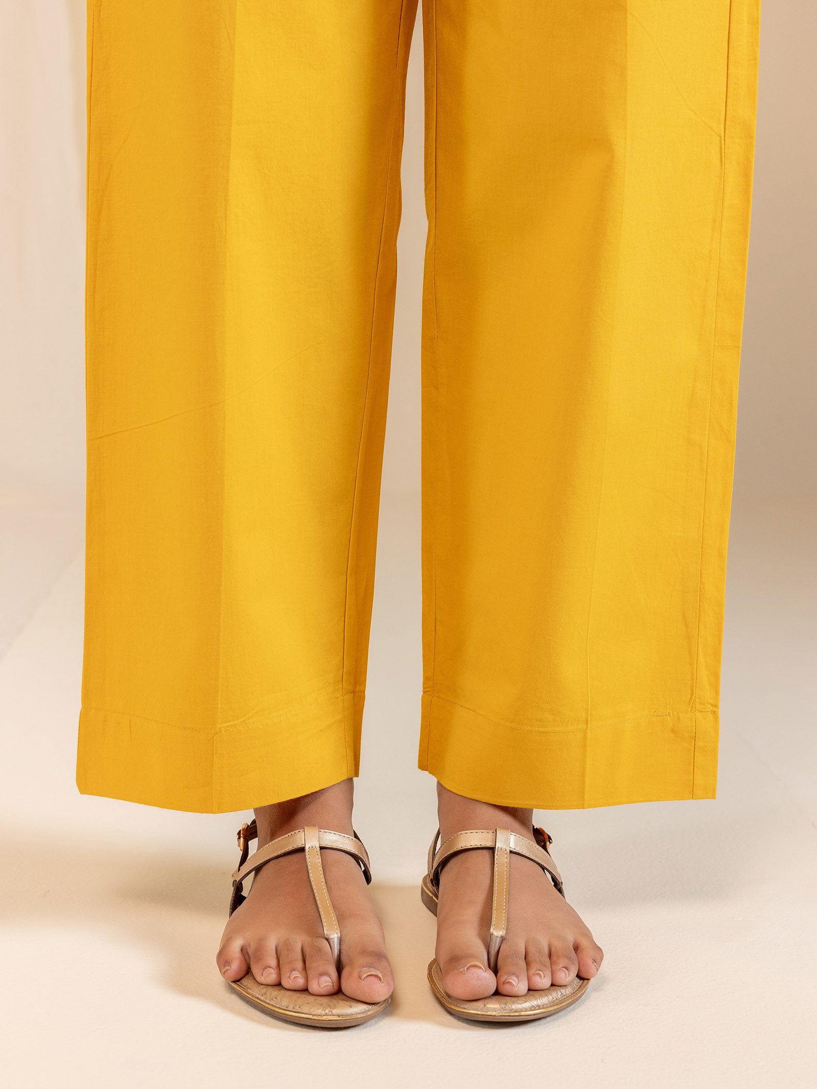 Mustard Raspberries Cotton Straight Pant