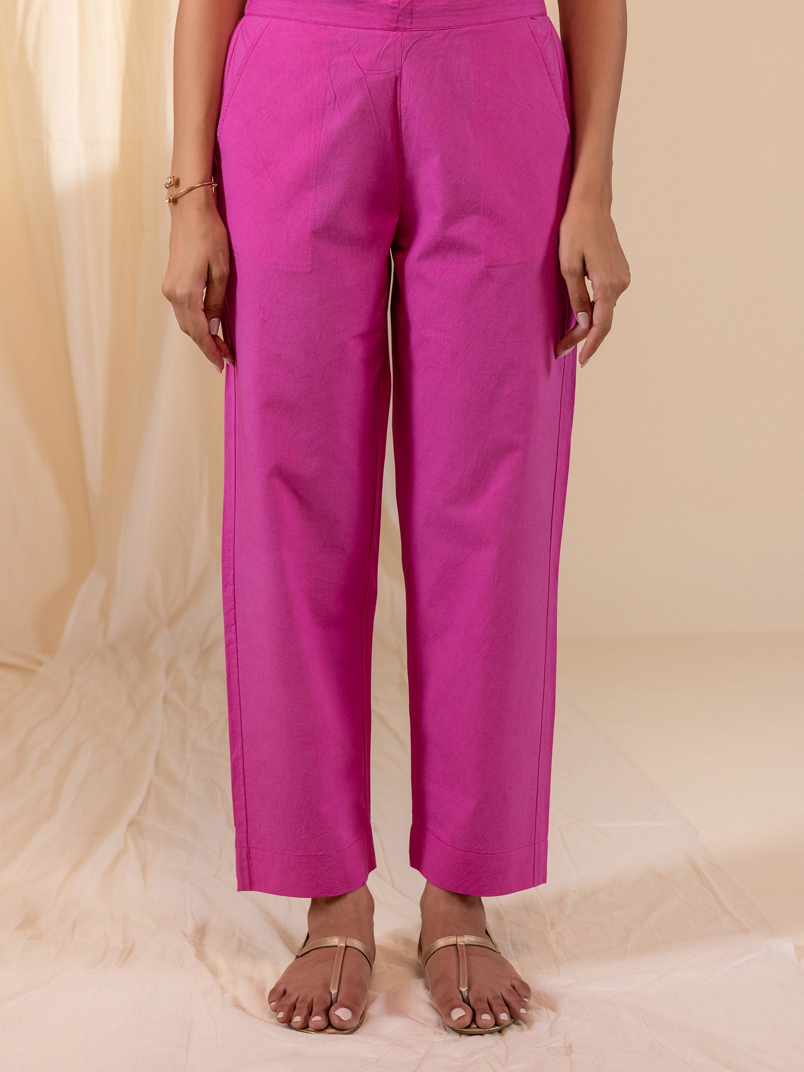 Celebration Magenta Cotton Straight Pant