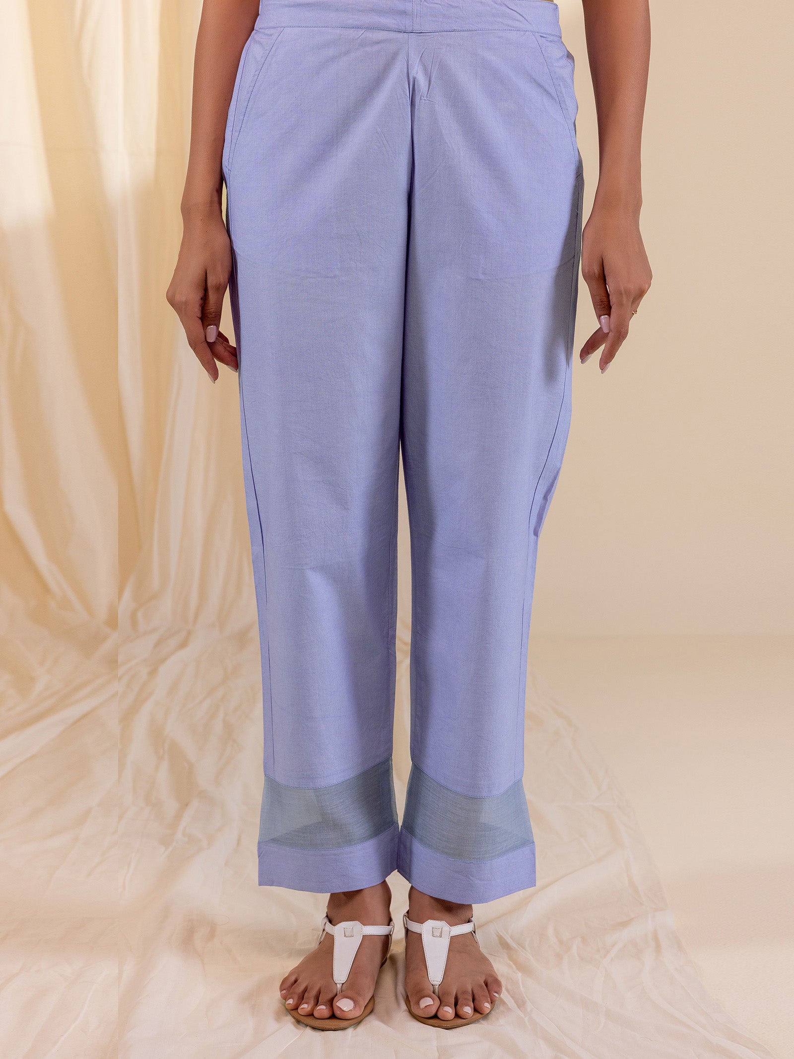 Kota Jaal Purple Cotton Straight Pant