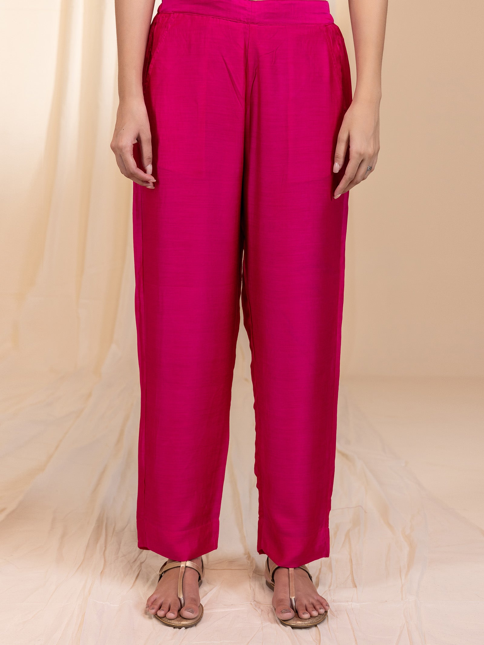 Ombre Peach Modal Muslin Straight Pant