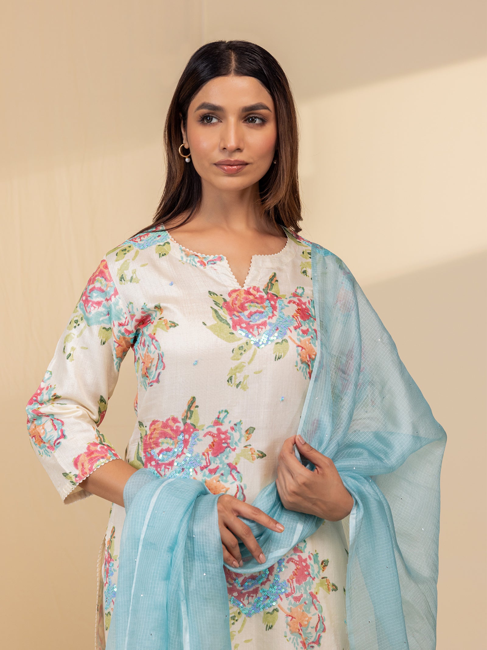 Painted Roses Kota Silk Dupatta