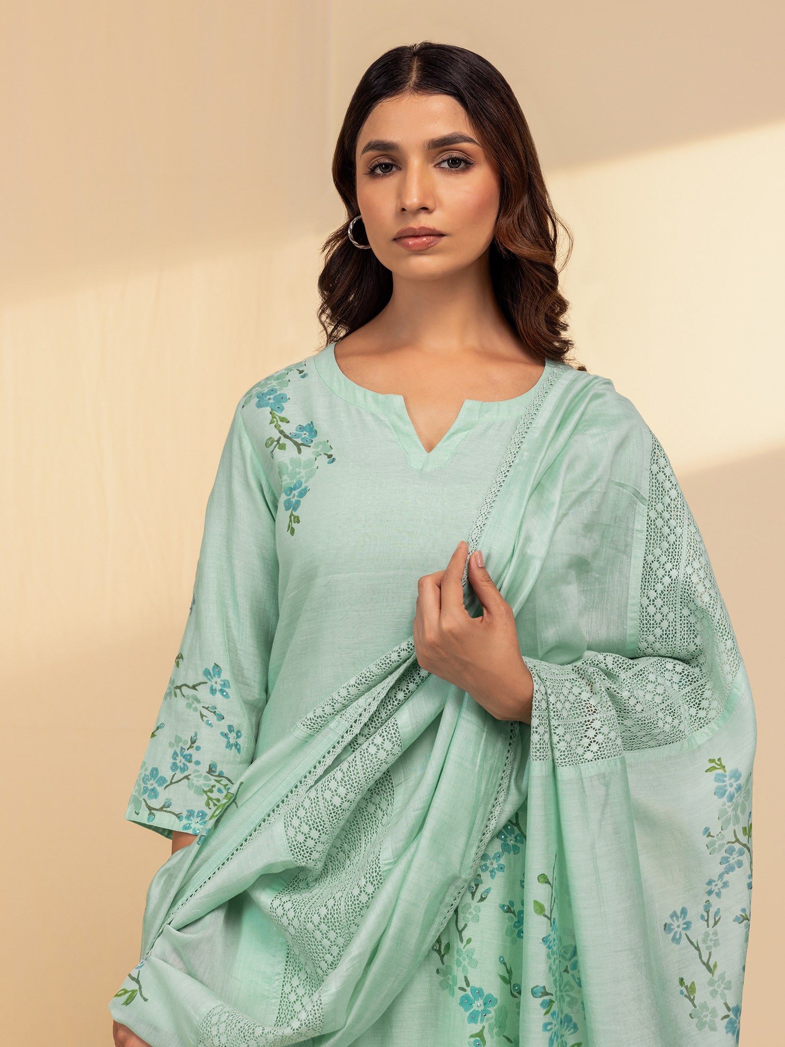 Painters Palette Sea Green Chanderi Dupatta