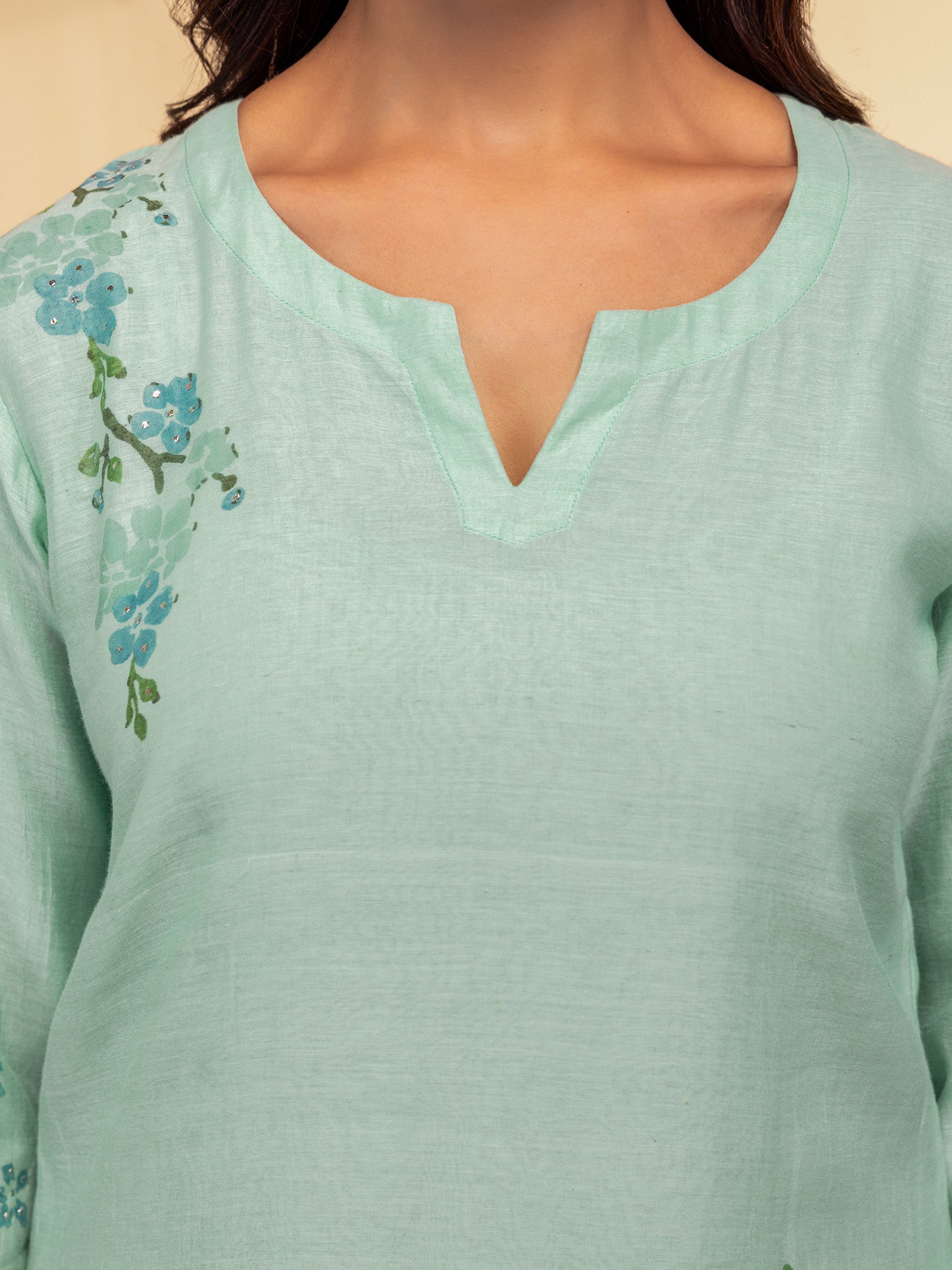 Painters Palette Sea Green Chanderi Kurta