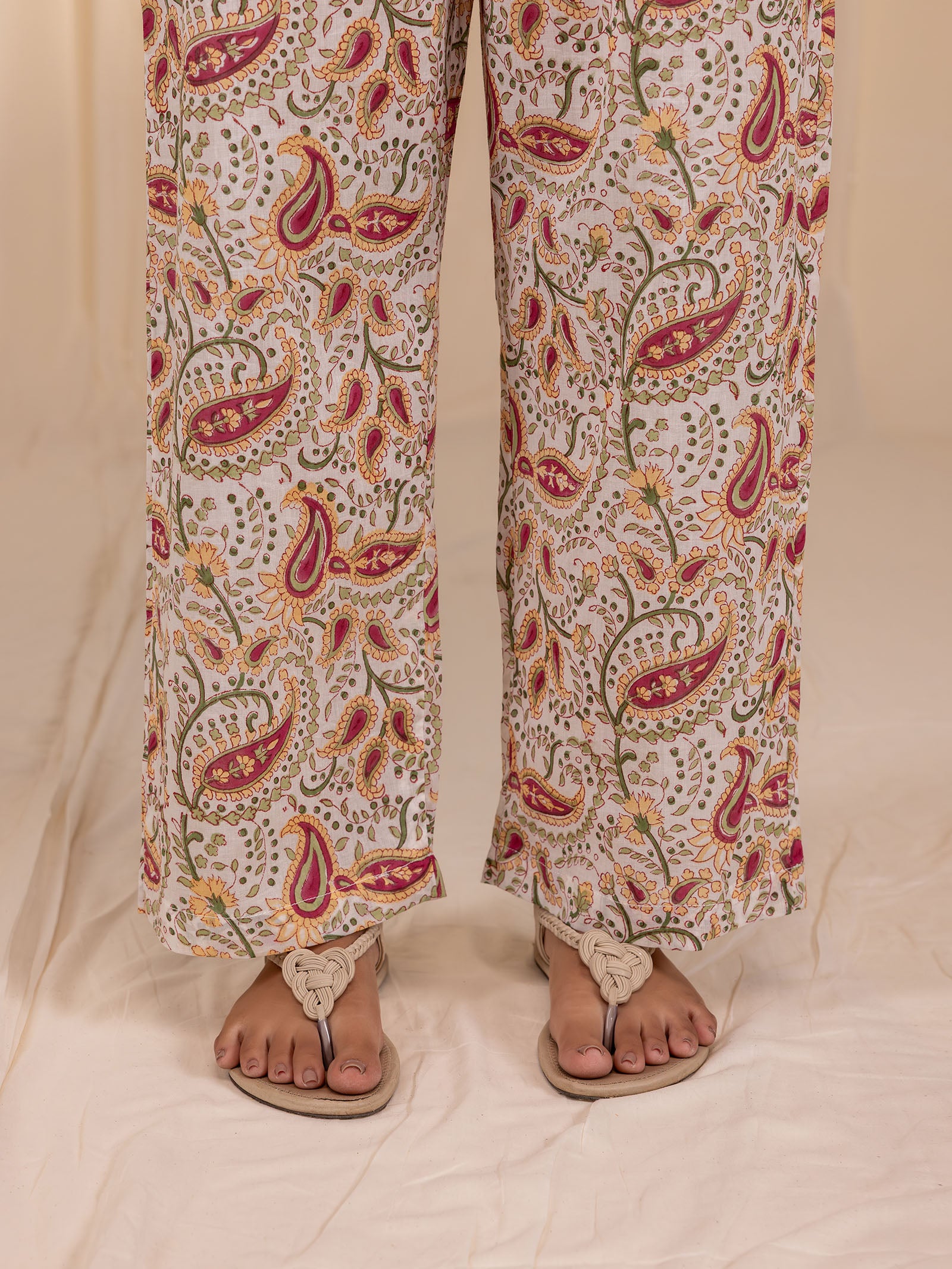 Paisley Collared Cotton Night Suit