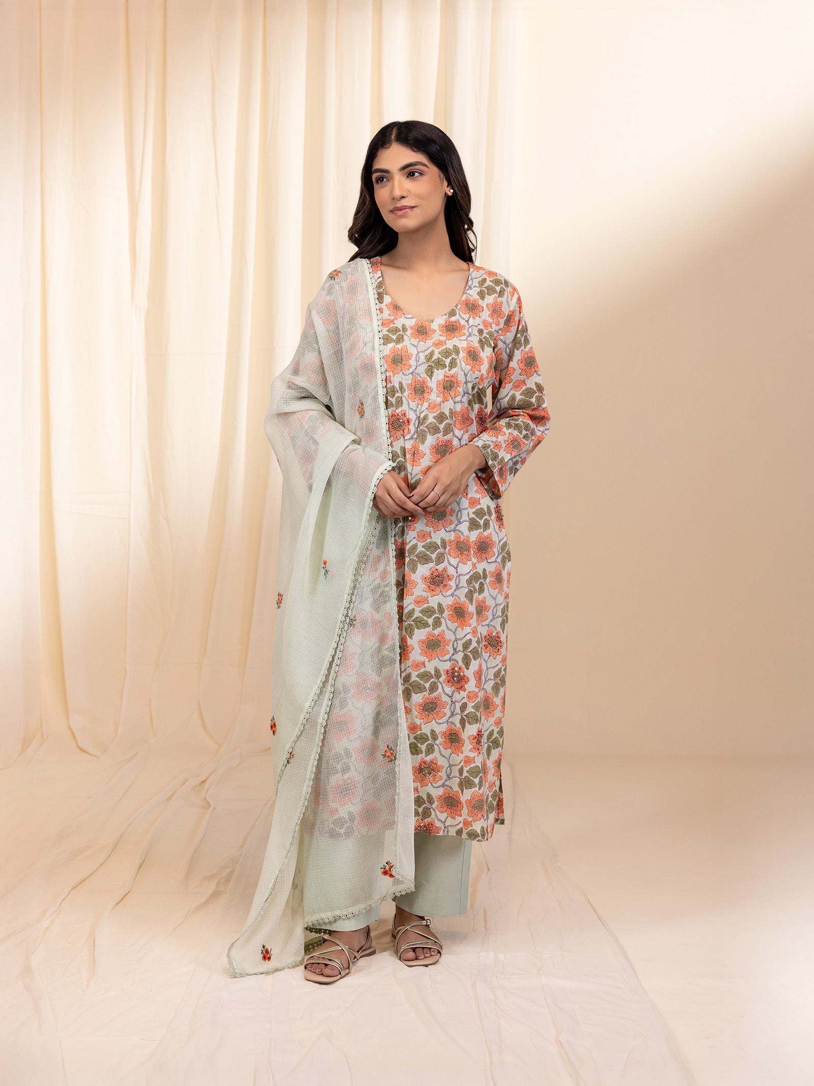 Pale Pastel Mint Kota Dupatta