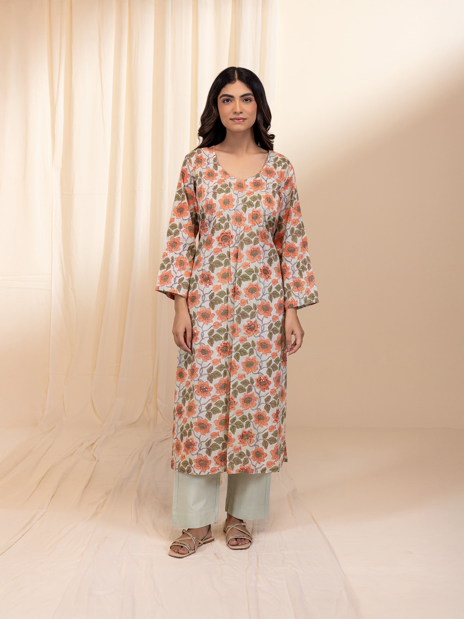 Pale Pastel Mint Voile Kurta