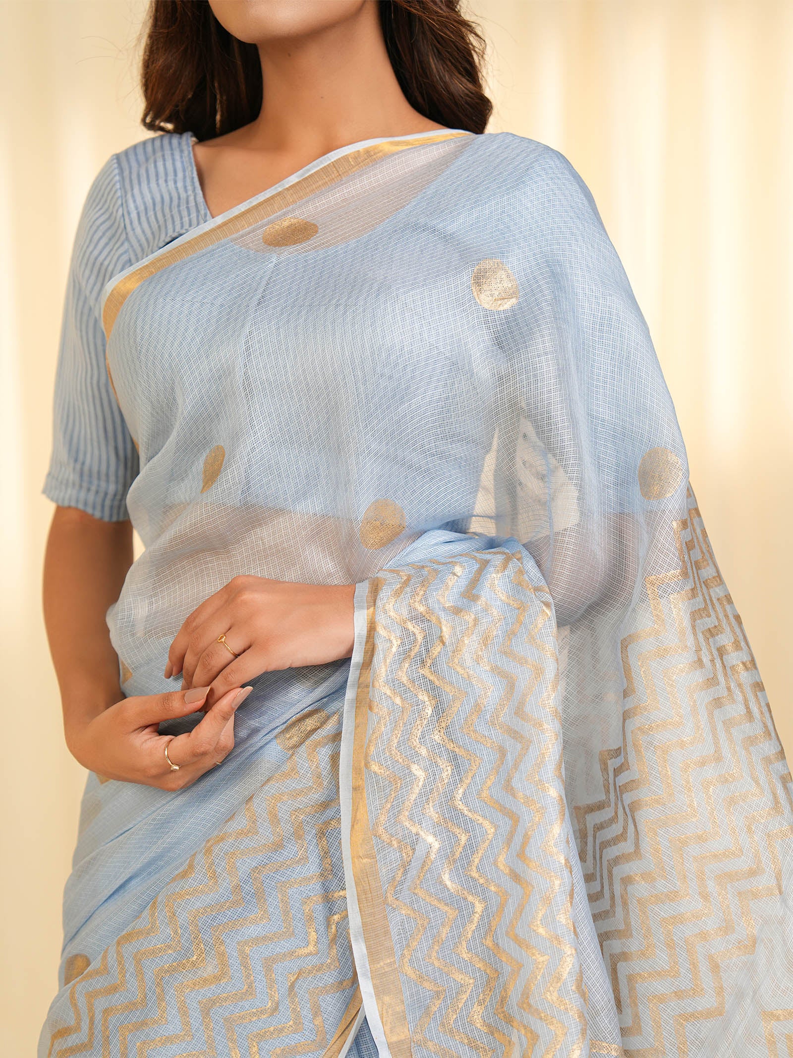 Pastel Blue Kota Silk Saree